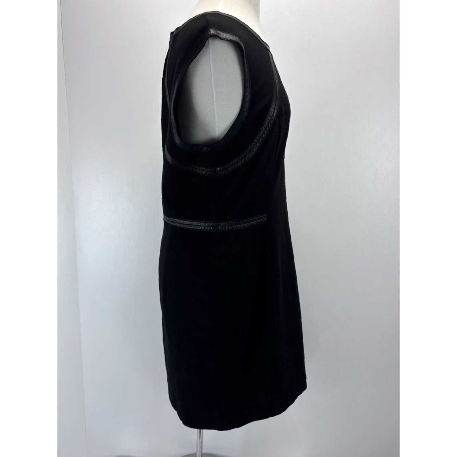 Vintage VINTAGE Lafayette 148 New York Sheath Dress 16P Petite Women's Black Leather Trim Size XXL / US 16-18 / IT 52-54 - 4 Thumbnail