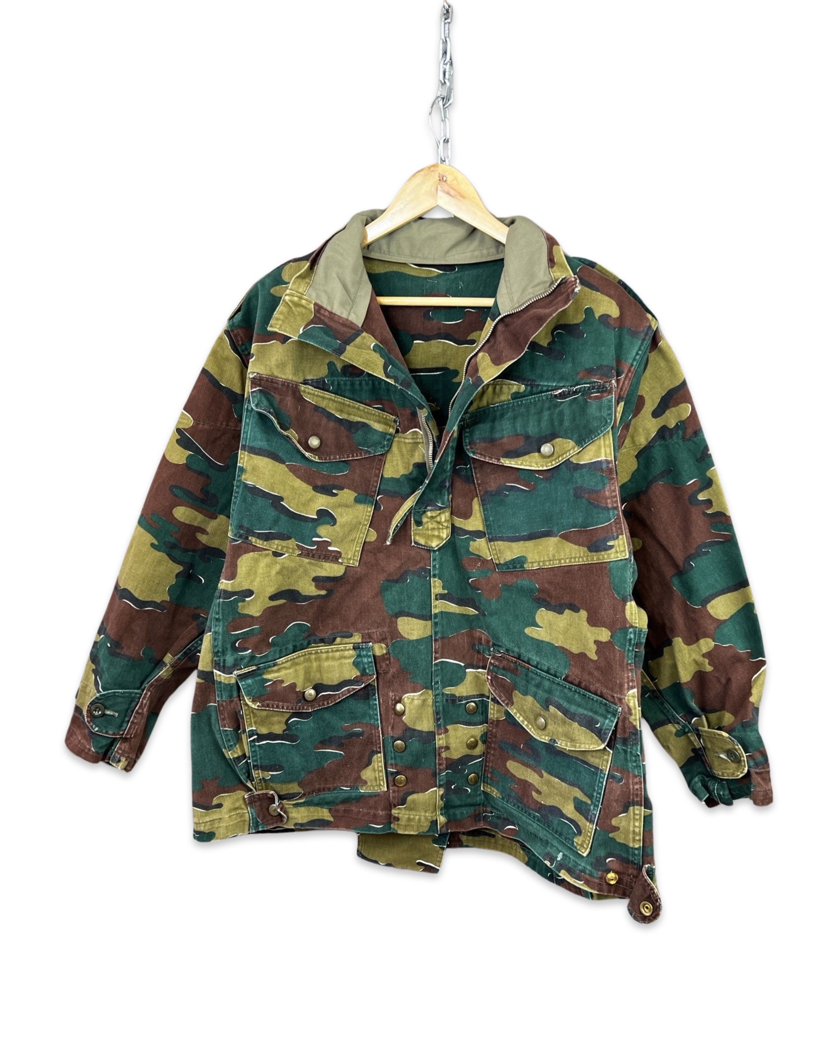 image of Military x Vintage 80's Belgian Army Jigsaw Camo Airborne Paratrooper Jacket, Men's (Size Large)
