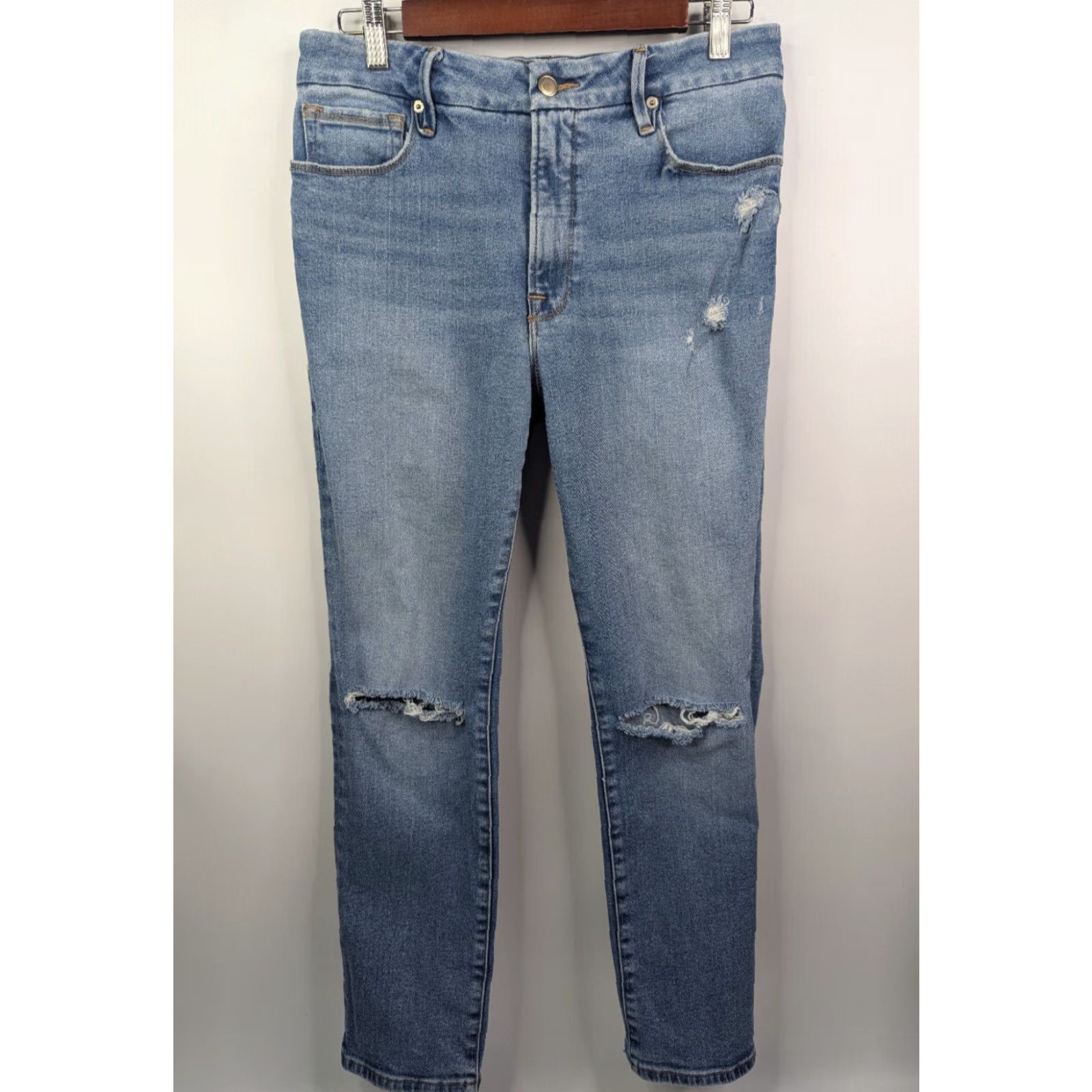 Good American Good American Jeans Slim Straight 5-Pocket Denim GCKSL67T Size 29 Blue Women Size 29" - 2 Thumbnail