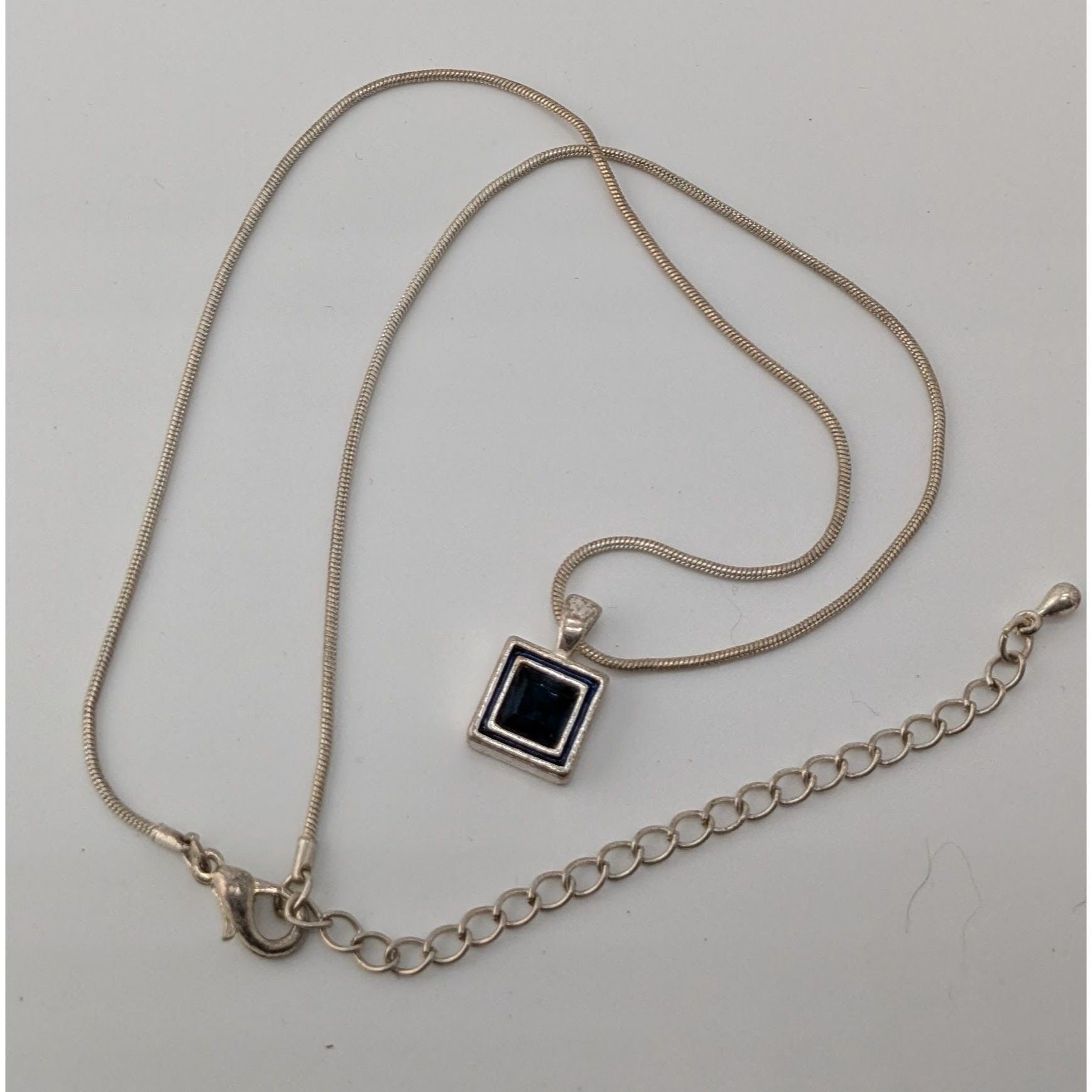 Other Elegant Square Blue Stone Pendant Necklace With Silver Tone Size ONE SIZE - 3 Thumbnail