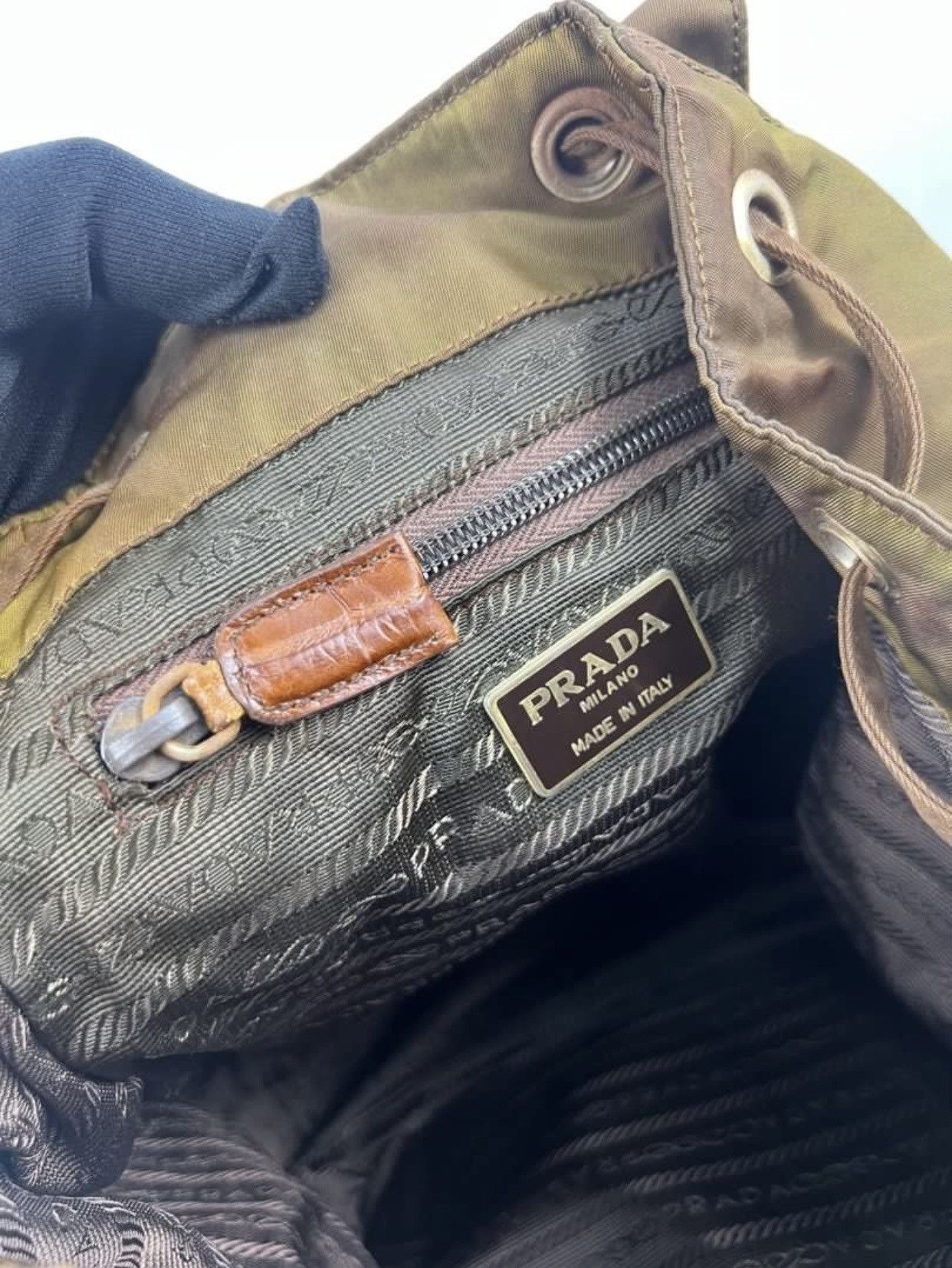 Prada Prada Tessuto Vintage Croco Embroired Leather Backpack Size ONE SIZE - 8 Thumbnail