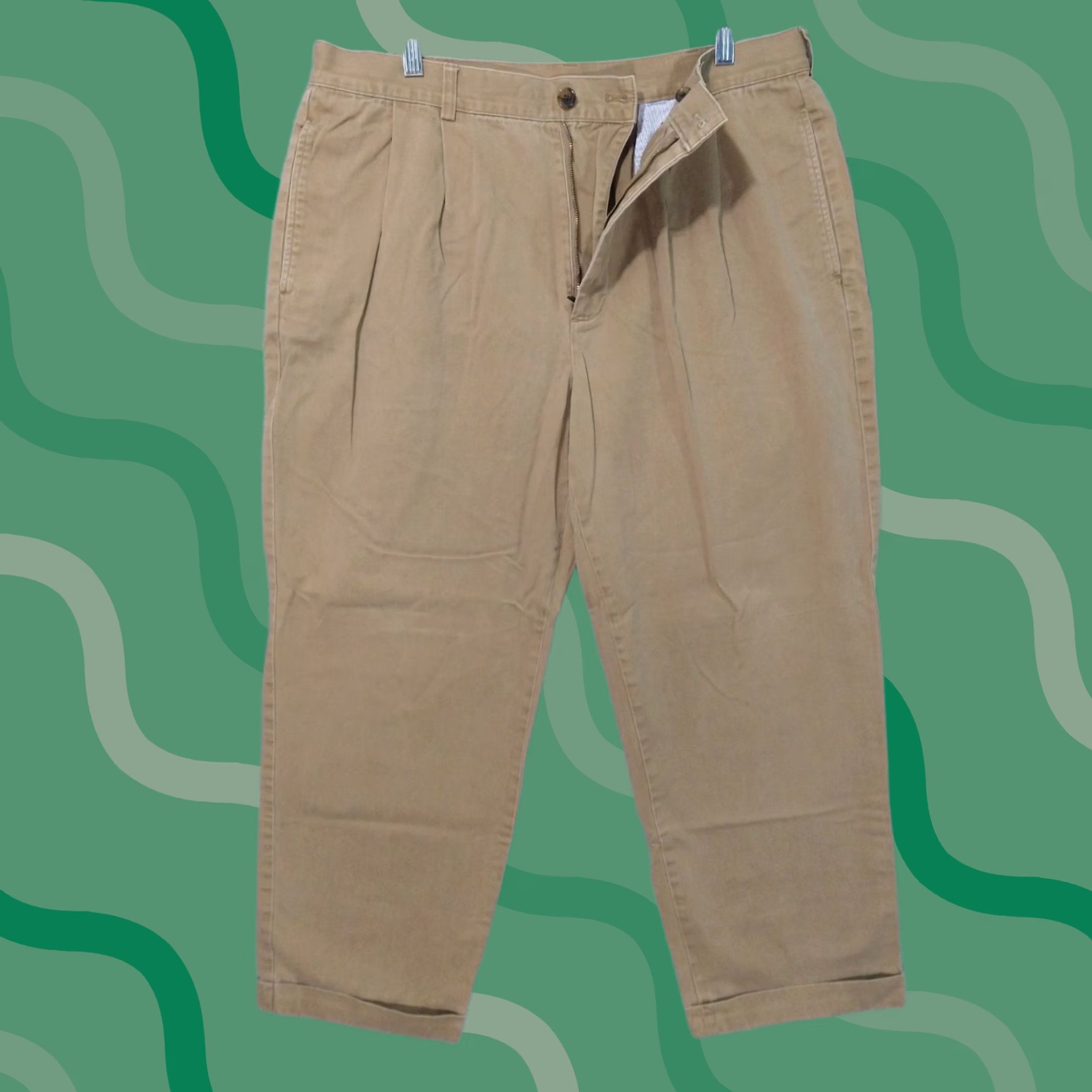 Brooks Brothers Brooks Brothers Pants Mens 38x30 Beige Chino Pleated Cuffed Straight Leg Cotton Size US 38 / EU 54 - 1 Thumbnail