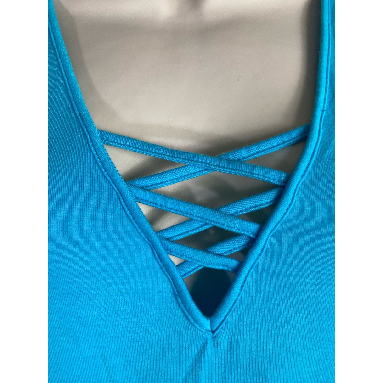 Other Women's 2XL Sleeveless V-Neck Criss Cross Tank Top Blue Size XXL / US 16-18 / IT 52-54 - 8 Thumbnail