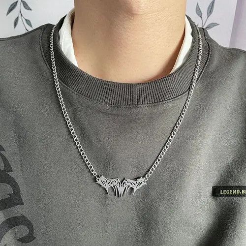 Jewelry Spike Graffiti Chain Necklace Punk Gothic Chrome Rock Venom Size ONE SIZE - 1 Thumbnail