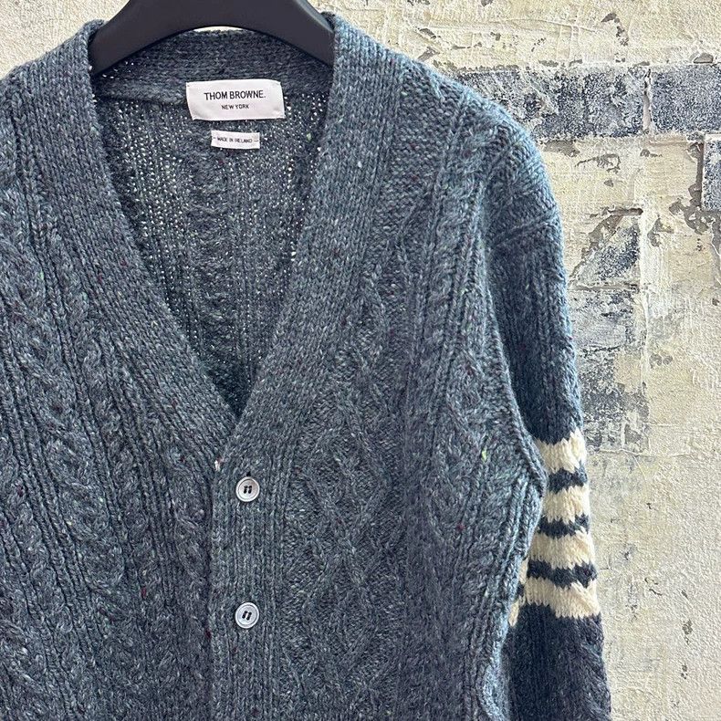 Thom Browne Thom Browne Light grey wool knit cardigan Size US M / EU 48-50 / 2 - 4 Thumbnail