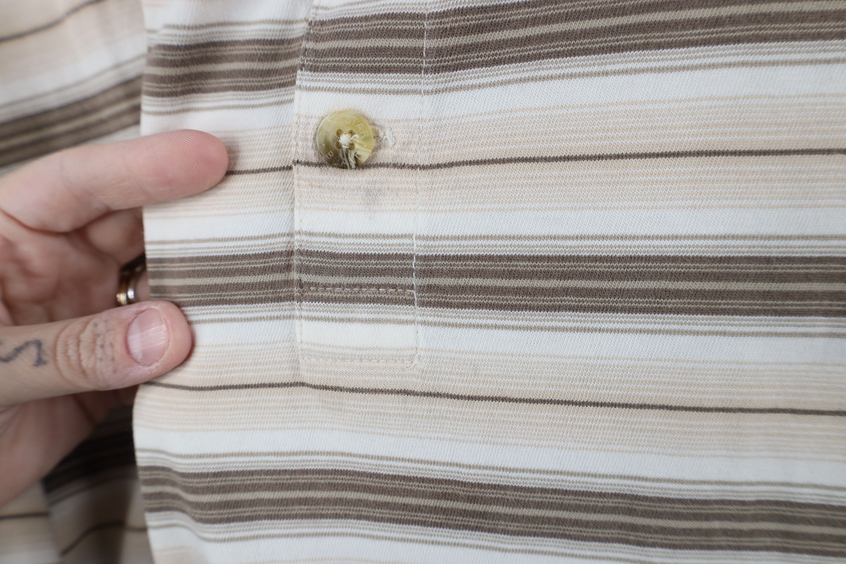 Vintage Vintage 90s Streetwear Striped Short Sleeve Henley T-Shirt Size US L / EU 52-54 / 3 - 4 Thumbnail
