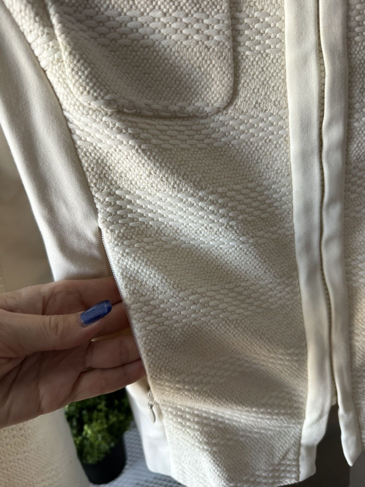 Comme des Garcons Comptoir des Cotonniers Ivory Part Weave Zip Up Jacket Size XXS / US 00 / IT 34 - 8 Thumbnail