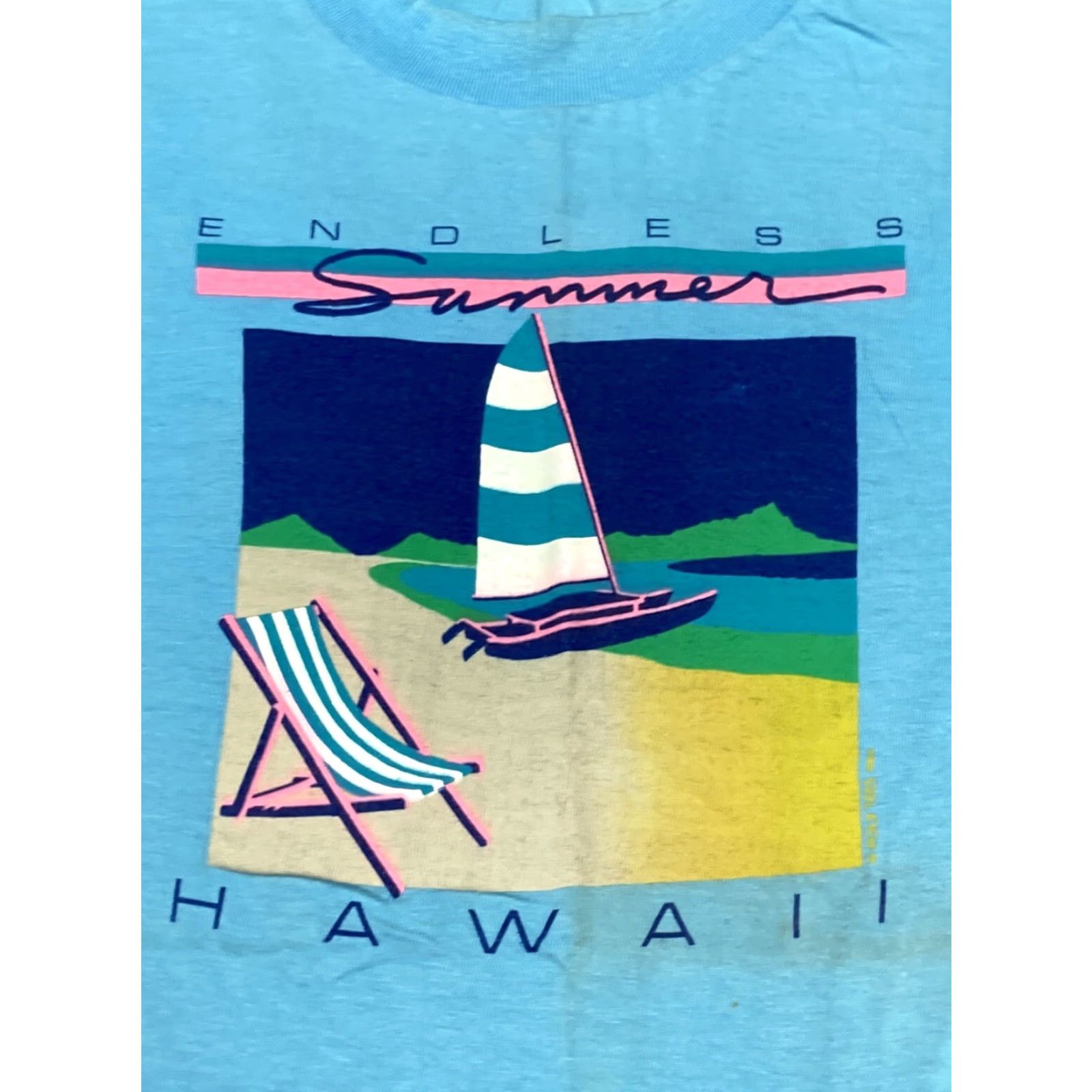 Vintage VINTAGE T-SHIRT HAWAII SAILBOAT 80s XL Men Blue Summer Graphic Made in HAWAII Size US XL / EU 56 / 4 - 2 Thumbnail
