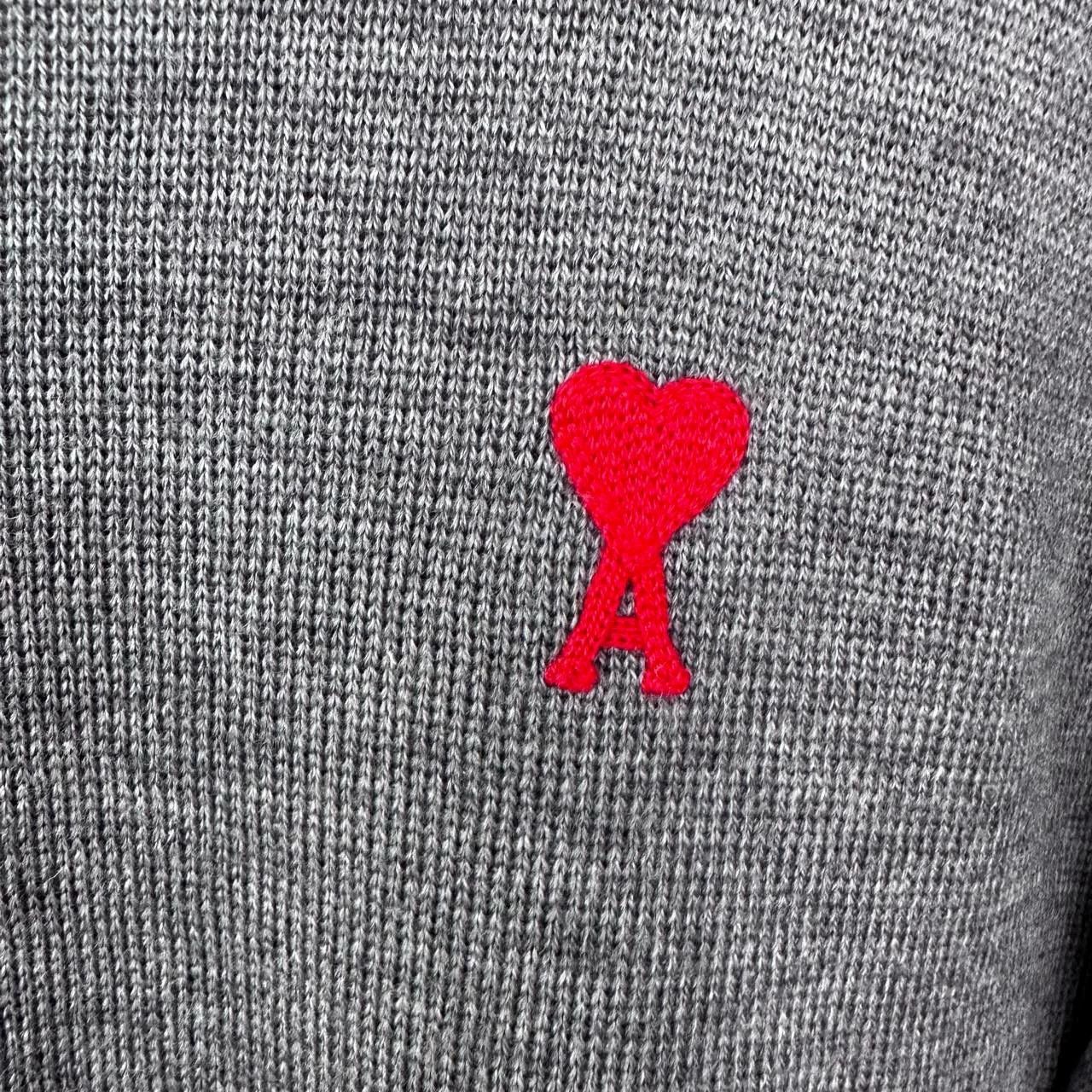 AMI ami paris gray wool sweater with heart logo Size US M / EU 48-50 / 2 - 3 Thumbnail