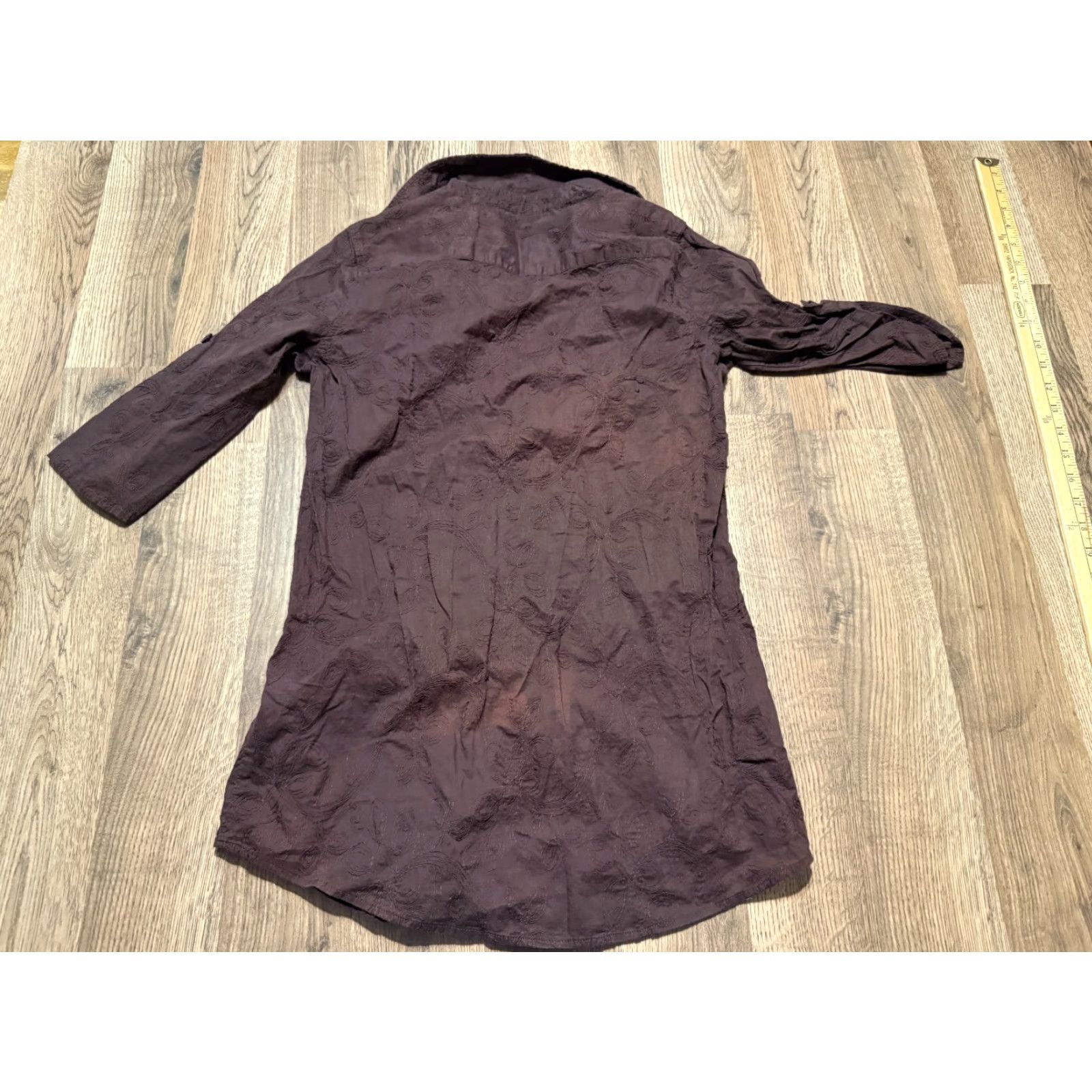 Croft & Barrow Croft & Barrow Shirt Women’s Size Small Brown 3/4 Sleeve Button Up Shirt, Solid, Casual, Pockets, Regular Fit, Button Size S / US 4 / IT 40 - 2 Thumbnail