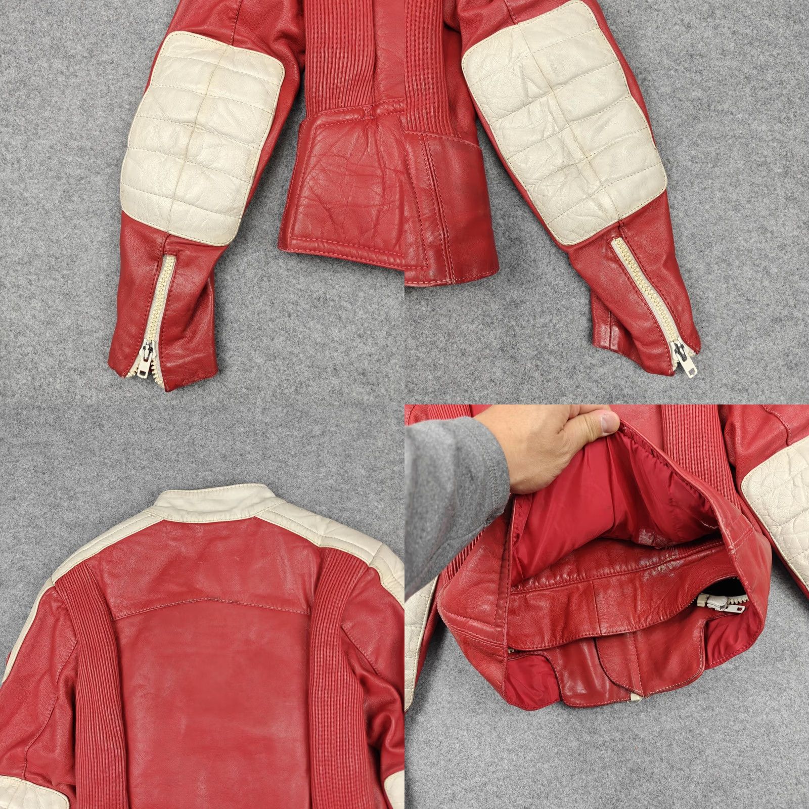 Shein VINTAGE Hein Gericke Jacket Womens 40 Red Leather Motorcycle Padded Zip Size S / US 4 / IT 40 - 9 Thumbnail