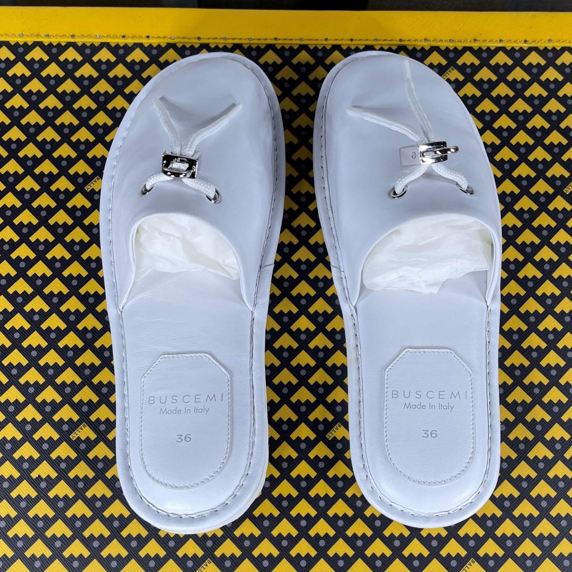 Buscemi Buscemi Greenwich White Leather Slippers US 6 EU 36 Size US 6 / IT 36 - 4 Thumbnail