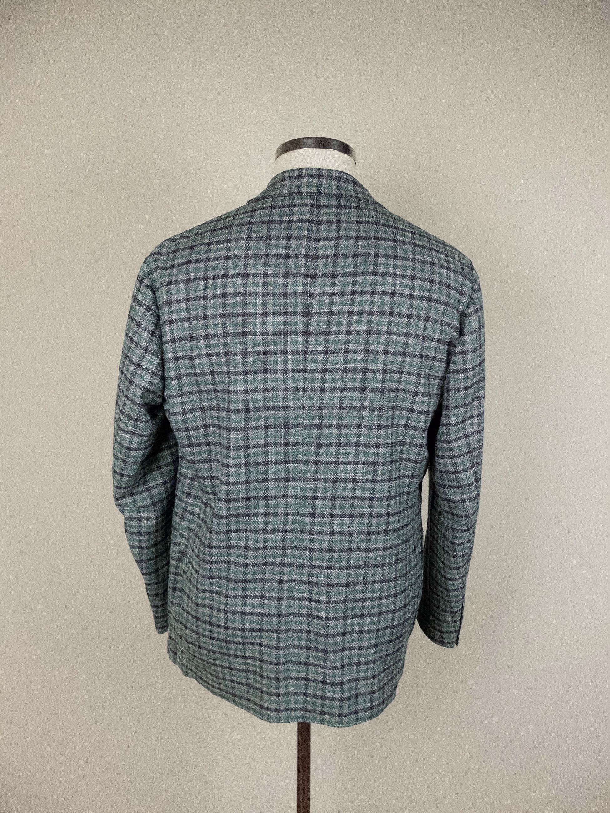 SARTORIO SARTORIO Napoli Kiton green gray plaid wool silk sportcoat Size 44R - 3 Thumbnail