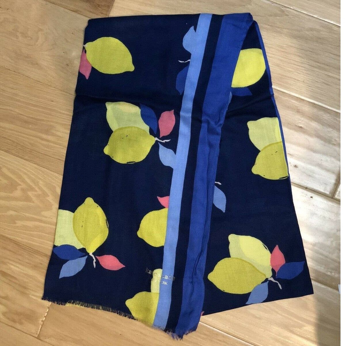 Kate Spade Kate Spade Lemon Zest Oblong Scarf River Blue KS1002511 Size ONE SIZE - 7 Thumbnail