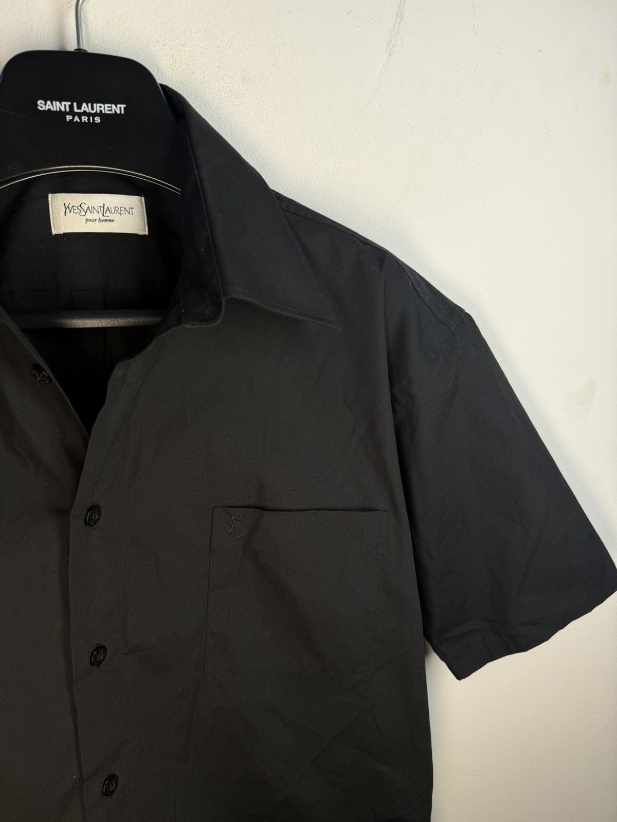 Yves Saint Laurent Black YSL Shirt Short Sleeve Button Up Collar Vintage y2k Size US M / EU 48-50 / 2 - 19 Thumbnail
