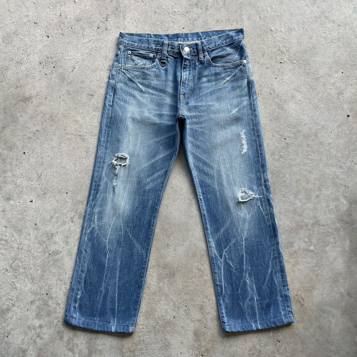 Japanese Brand Vintage Sophnet. Japan Faded Storm Distressed Jeans Pants Size US 31 - 1 Thumbnail