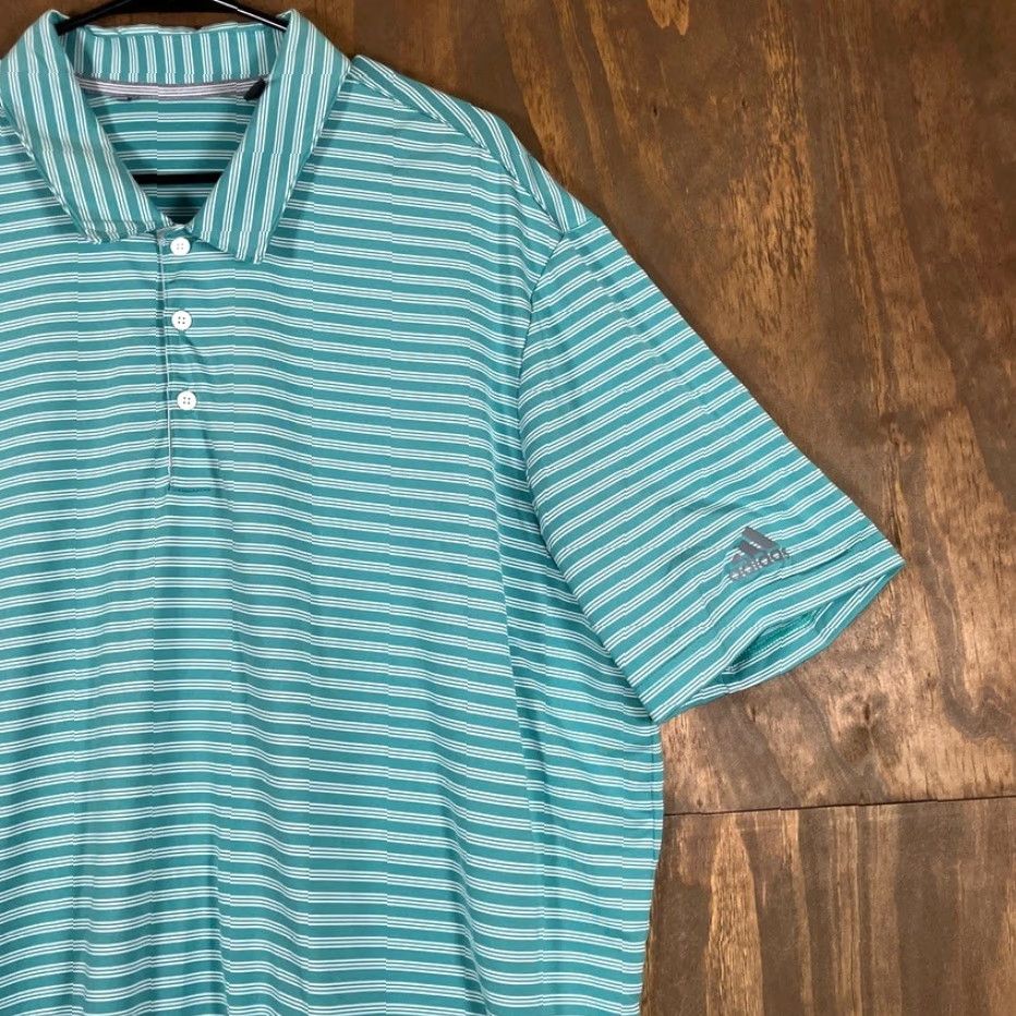Adidas Adidas Polo Shirt Green Striped Golf Short Sleeve 2XL Men Athletic Big & Tall Casual Activewear | All Seasons, Quick Dry, Breathable Size US XXL / EU 58 / 5 - 5 Thumbnail