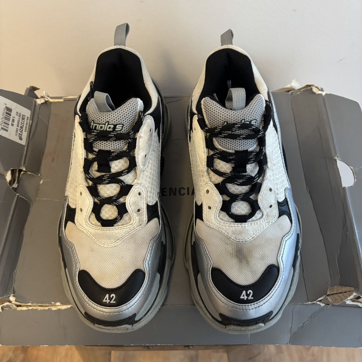 Balenciaga Balenciaga Grey Silver Triple S Size 42 Size US 9 / EU 42 - 4 Thumbnail