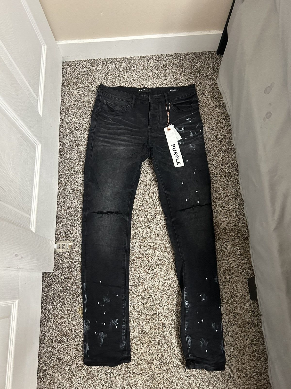 Purple × Purple Brand Purple Brand Jean - Black Resin Knee Purple × Purple Brand Purple Brand Jean - Black Resin Knee