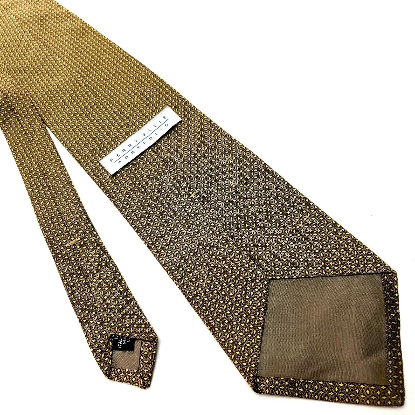 Perry Ellis Perry Ellis Portfolio Beige & Brown Silk Tie Woven Short Wid Size ONE SIZE - 3 Thumbnail