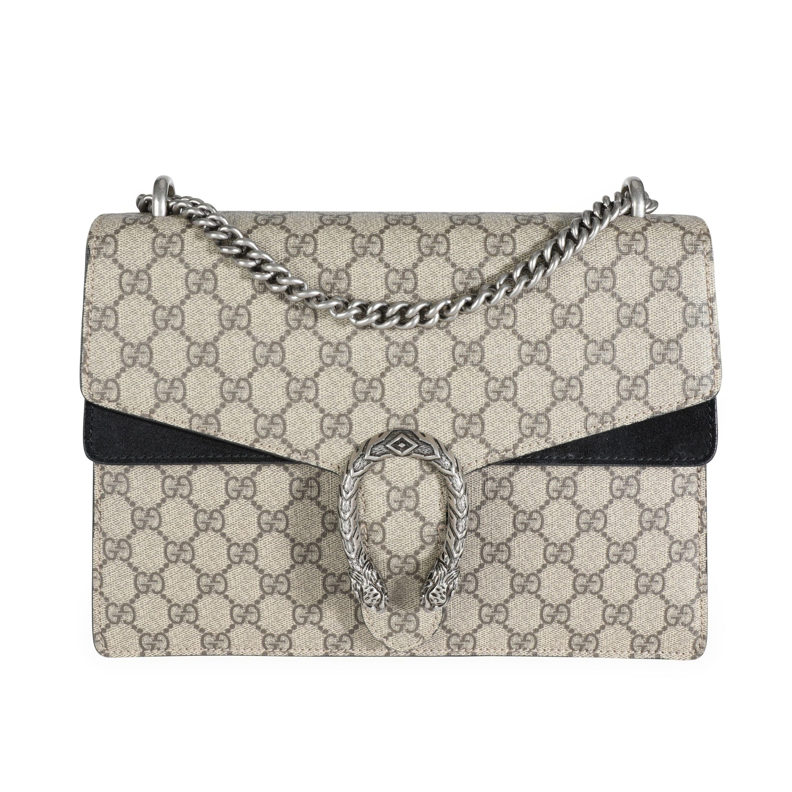 Gucci GG Supreme & Black Suede Medium Dionysus Bag