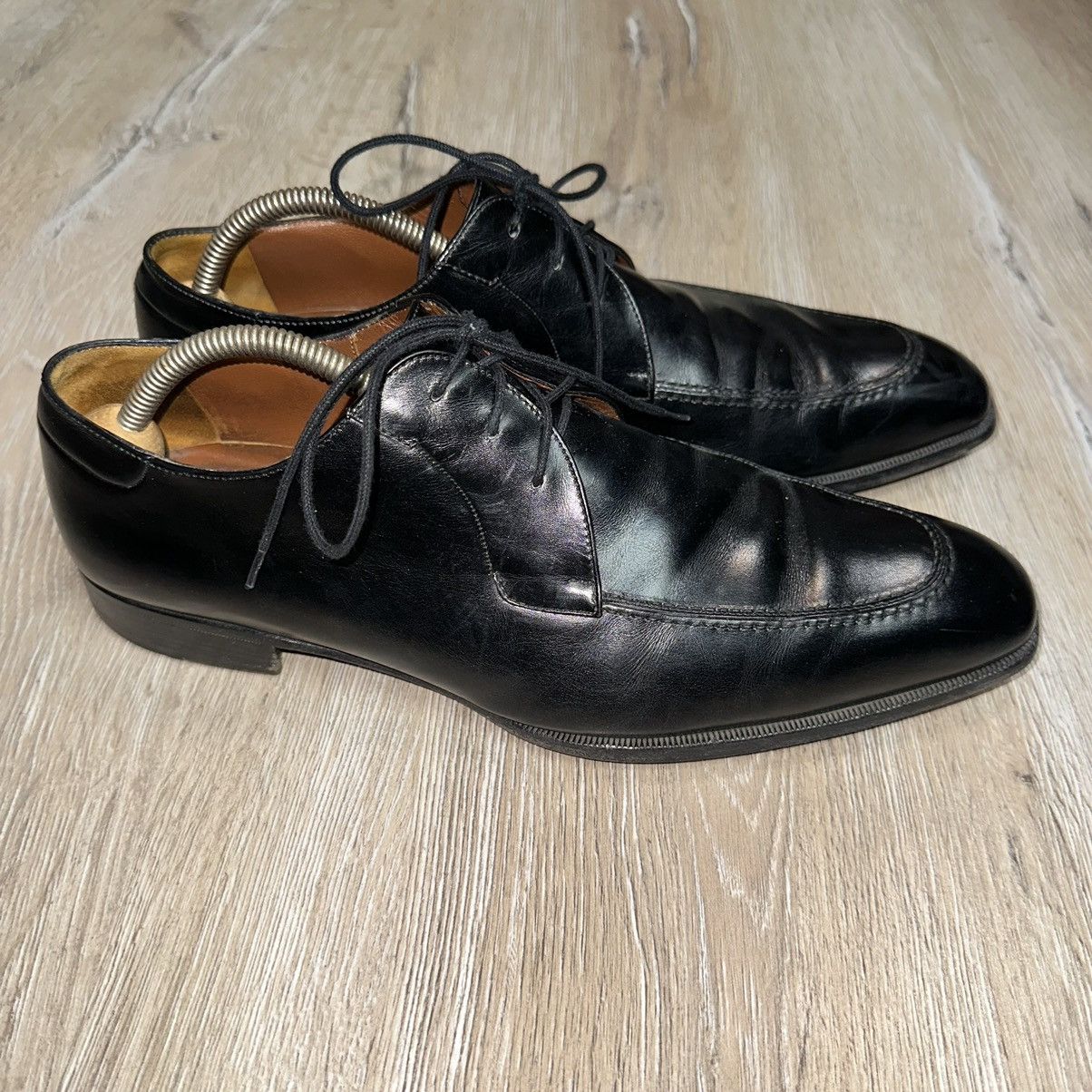 A. Testoni Men’s Black Leather Apron Toe Lace Up Size 9.5