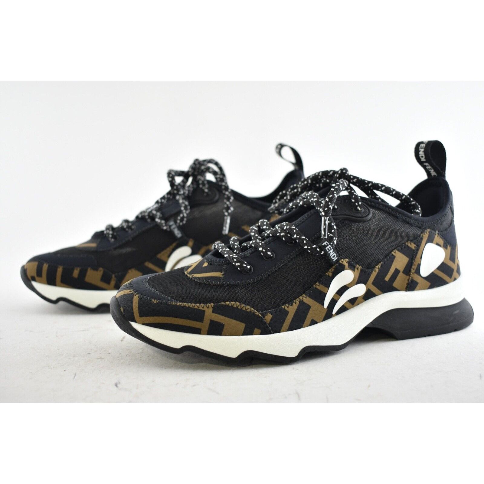 Fendi Fendi Logo Black Brown White Low Top Trainer Sneaker 36.5 Size US 6.5 / IT 36.5 - 9 Thumbnail