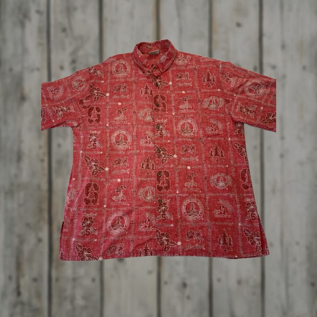 Vintage Ke Nui Hawaiian Shirt Mens XL Red Button Up Stanford University Outdoor Casual Size US XL / EU 56 / 4 - 1 Thumbnail