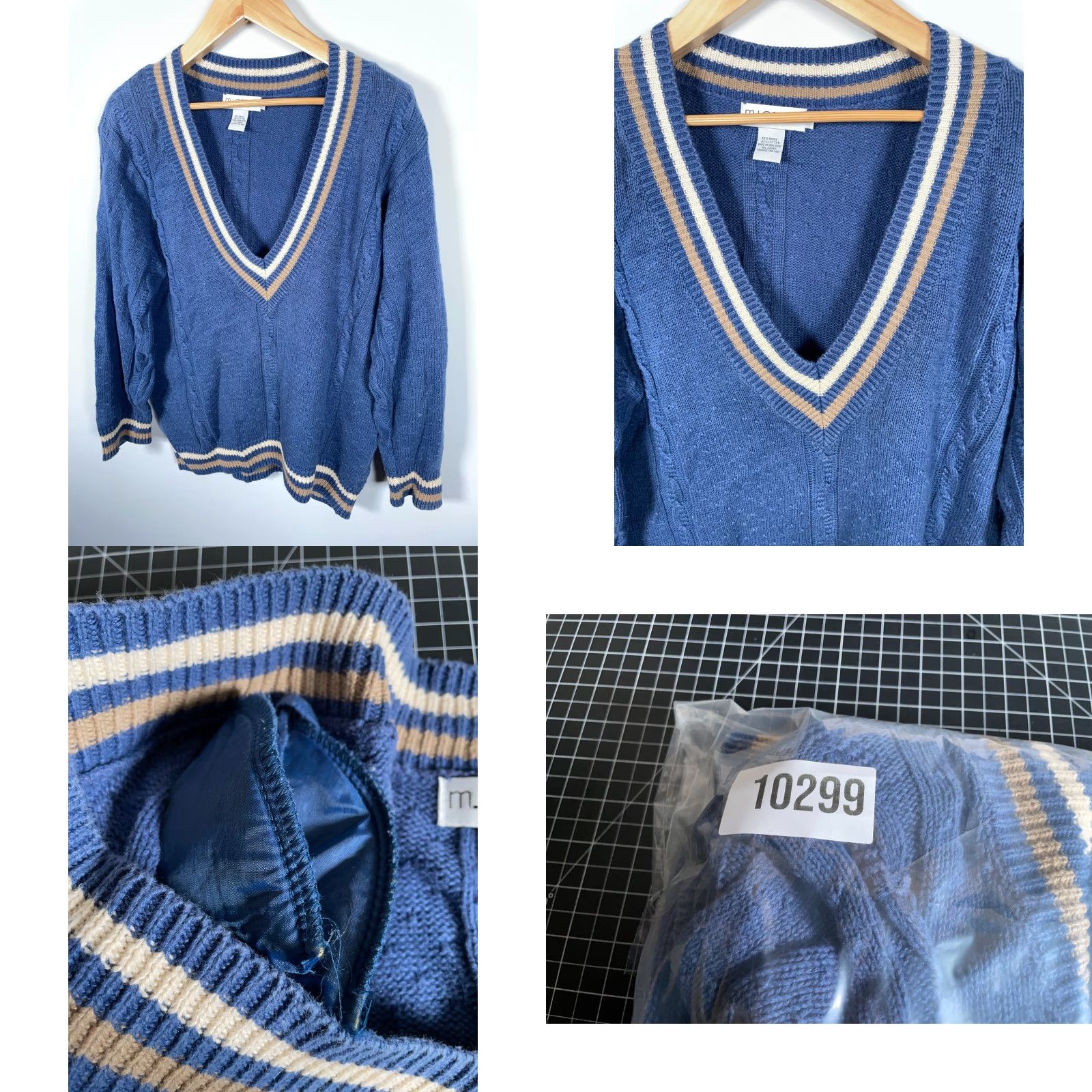 Vintage VINTAGE M.J. Carroll Sweater Shirt Women Oversized Deep V-Neck Knit 90s Blue Cotton Ramie Size S / US 4 / IT 40 - 8 Thumbnail