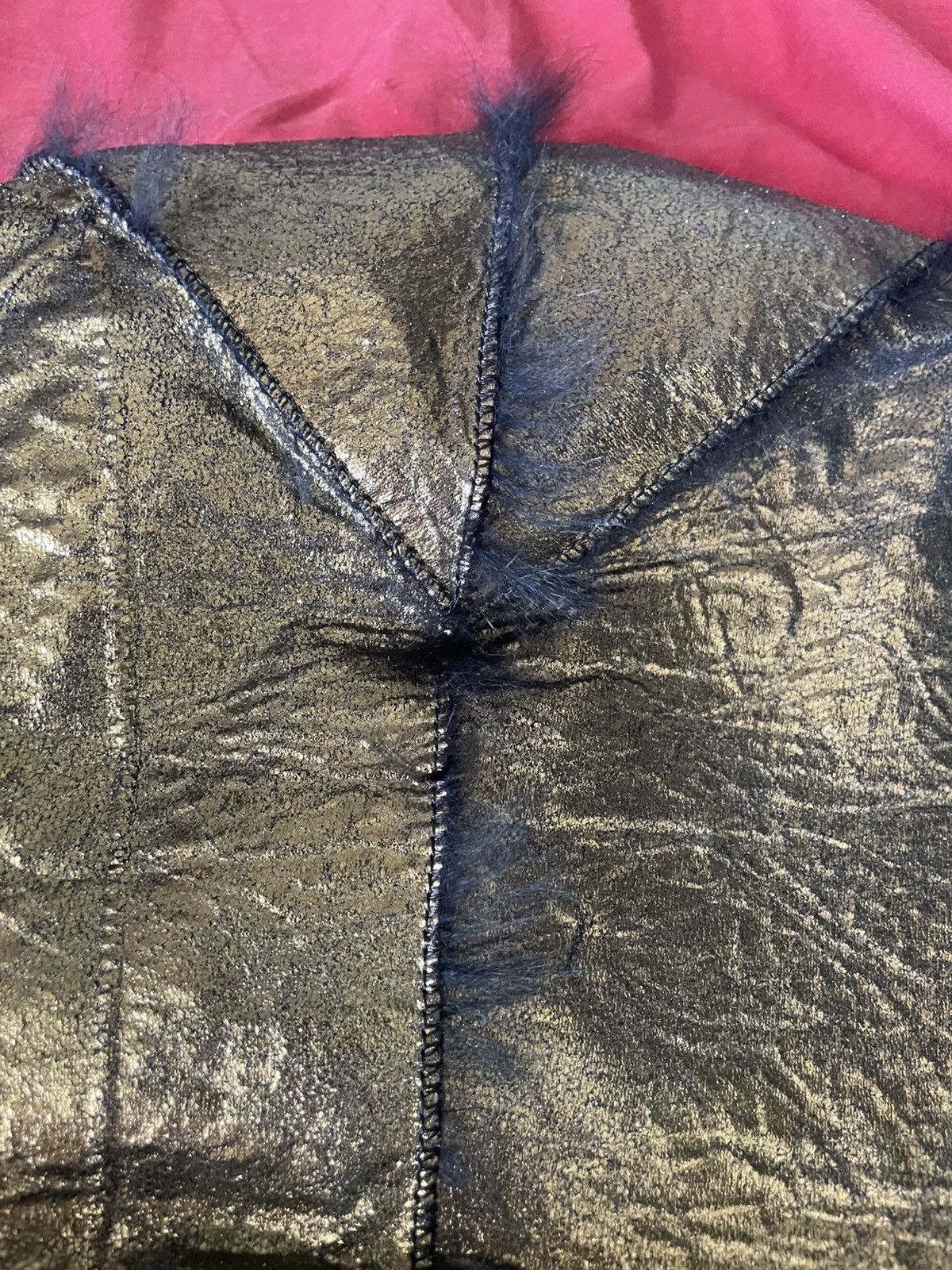 Le Grande Bleu (L.G.B.) Le Grand Bleu 1/1 Cropped Rabbit Fur Gold Leather Jacket Size M / US 6-8 / IT 42-44 - 5 Thumbnail
