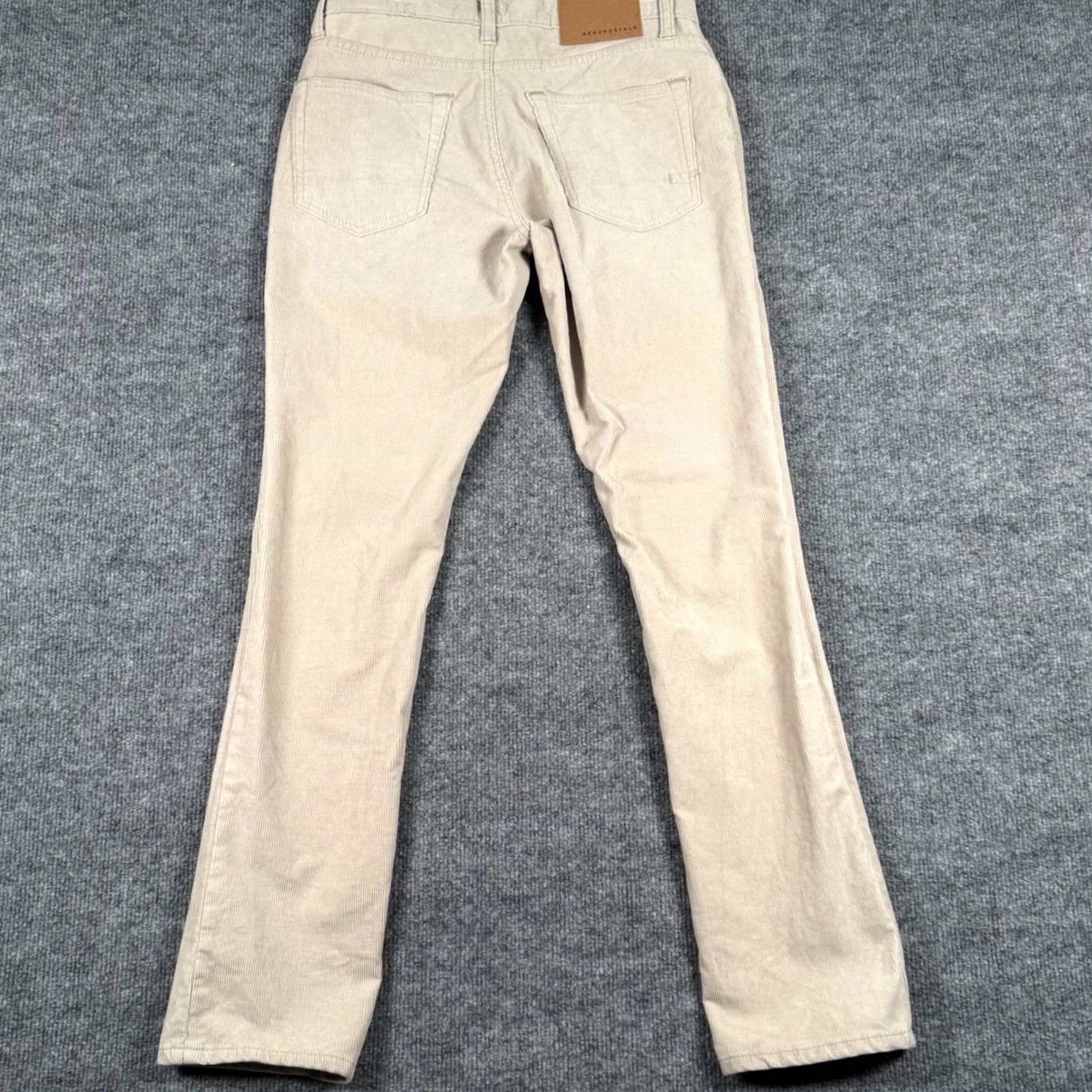 Aeropostale Aeropostale Skinny Corduroy Pants Beige 29x29 Men Slim 5-Pocket Denim Style Jeans Stretch Vintage No N/A Size US 29 - 3 Thumbnail