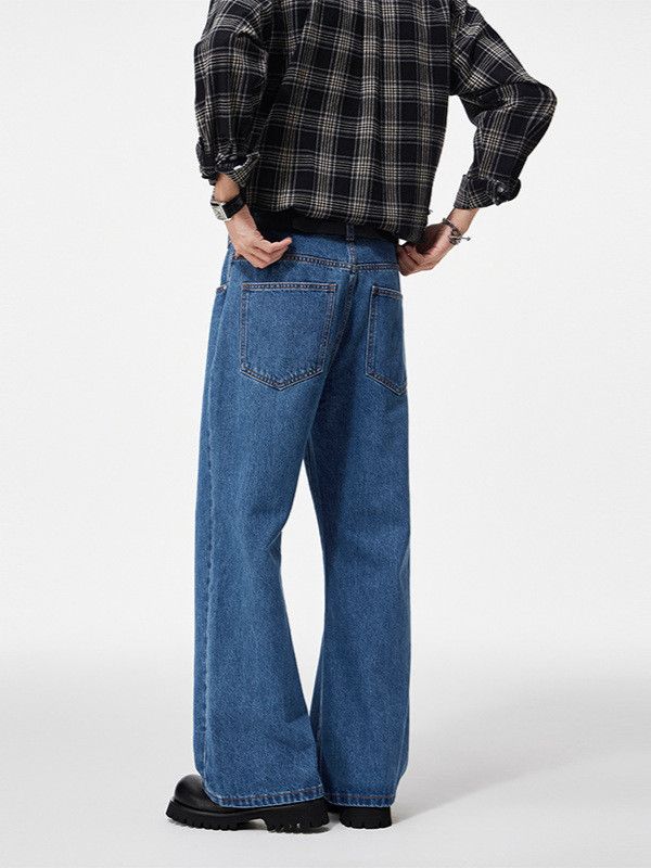 Japanese Brand Men's versatile Cleanfit wide-leg flared baggy jeans Size US 32 / EU 48 - 4 Thumbnail