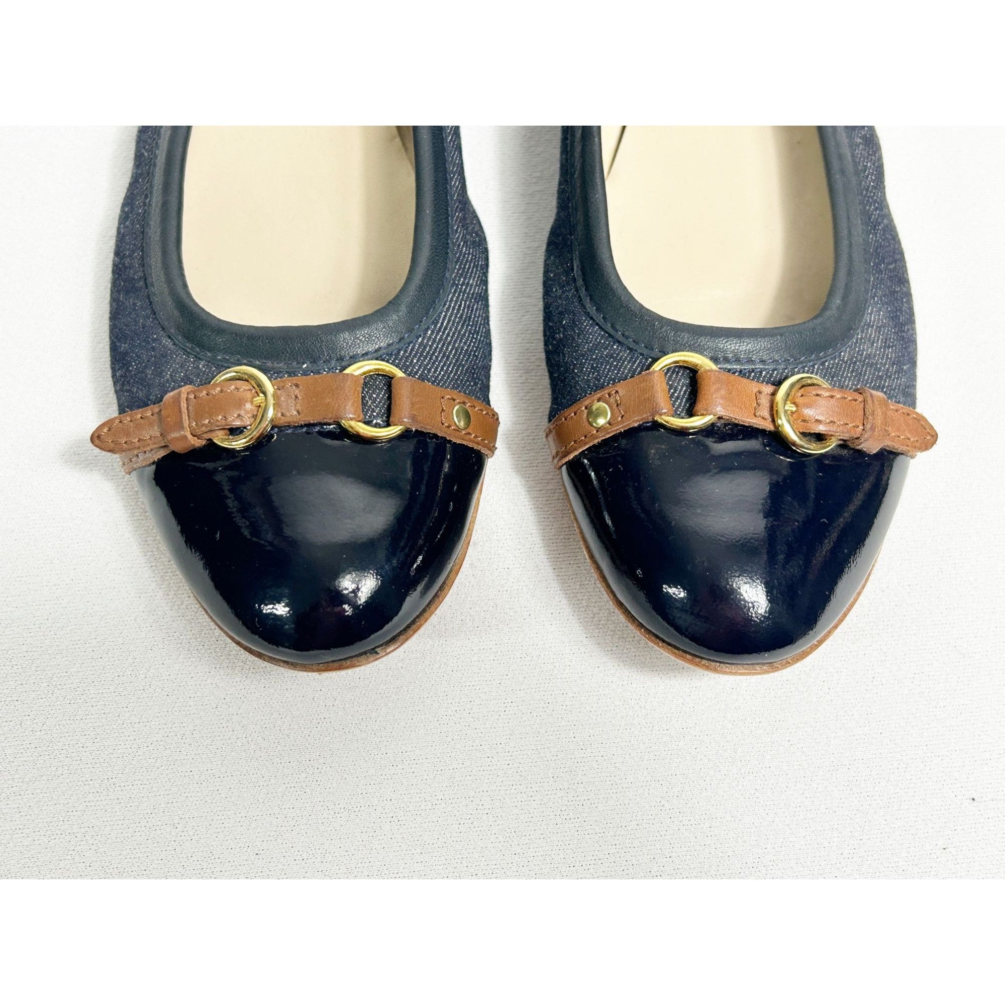 AGL AGL Women's Mae Denim Leather Cap Toe Ballet Flat in Blue - Size US 9.5 / IT 39.5 - 4 Thumbnail