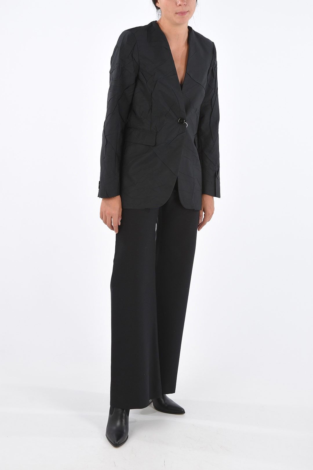 Maison Margiela $1200 MM6 Maison Margiela Crinkled Single Button Blazer Size XS / US 0-2 / IT 36-38 - 4 Thumbnail