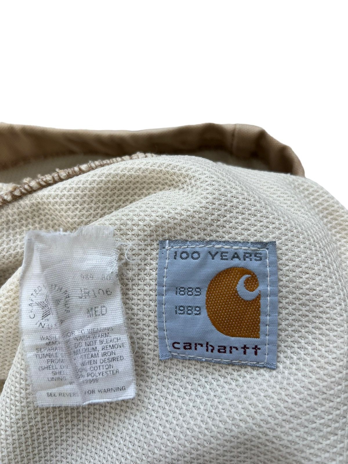 Carhartt Vintage 80s Carhartt 100 Years Dirty Sun Faded Denim Hoodie Size US M / EU 48-50 / 2 - 22 Thumbnail