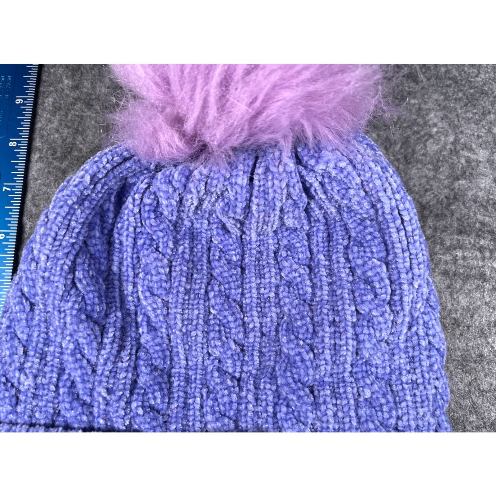 Vintage Page One Beanie Toque Women One Size Purple Cable Knit Nylon Polyester Ski Size ONE SIZE - 3 Thumbnail