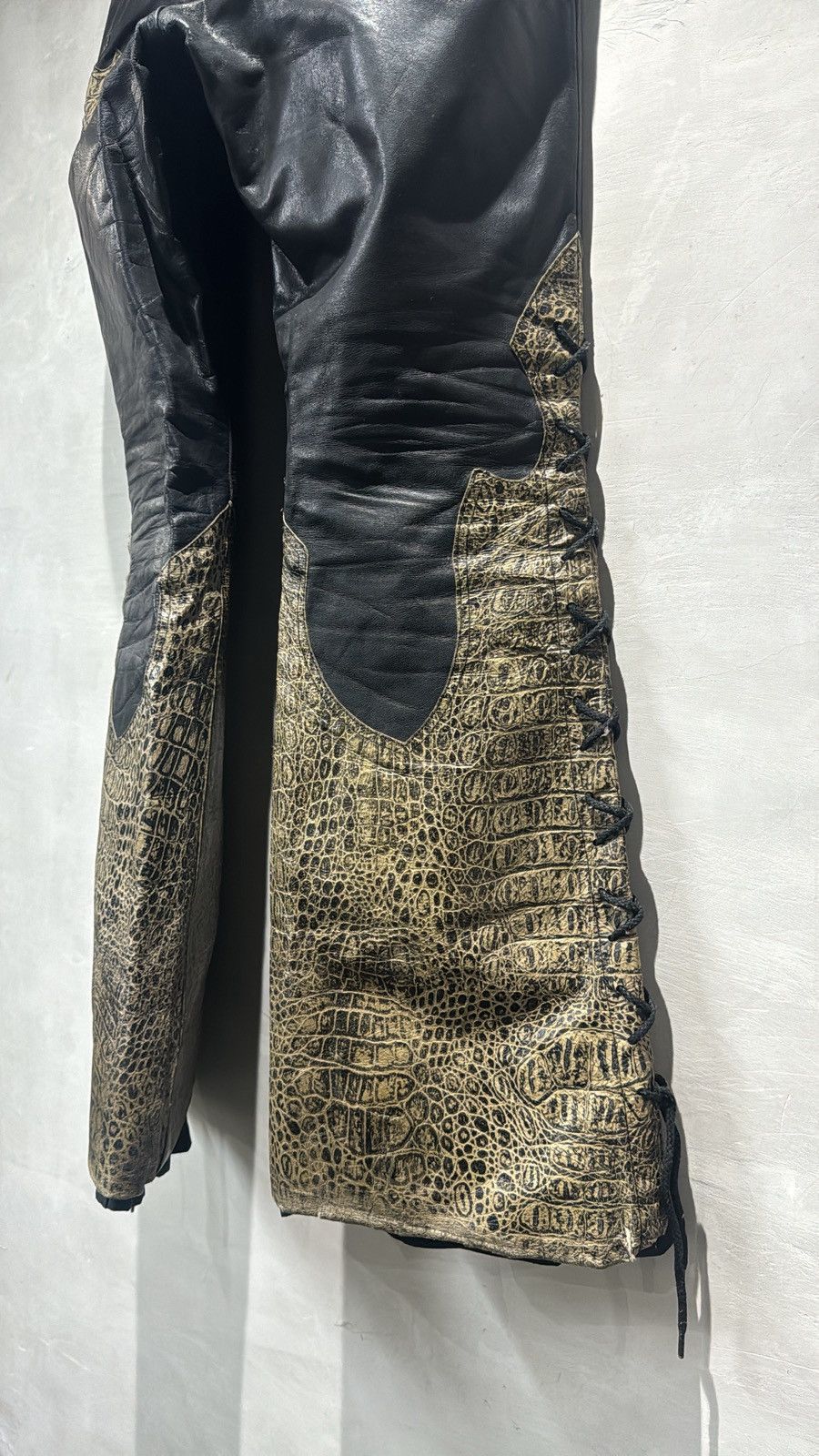Tornado Mart 2000s Tornado Mart Japan Flared Crocodile Leather Pants Size US 31 - 9 Thumbnail
