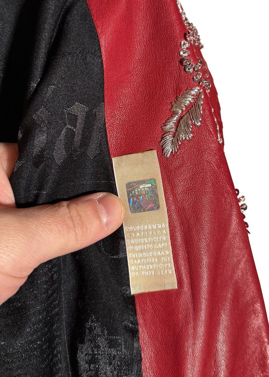 John Galliano Galliano Red Distressed Leather Embellished Blazer Size M / US 6-8 / IT 42-44 - 10 Thumbnail