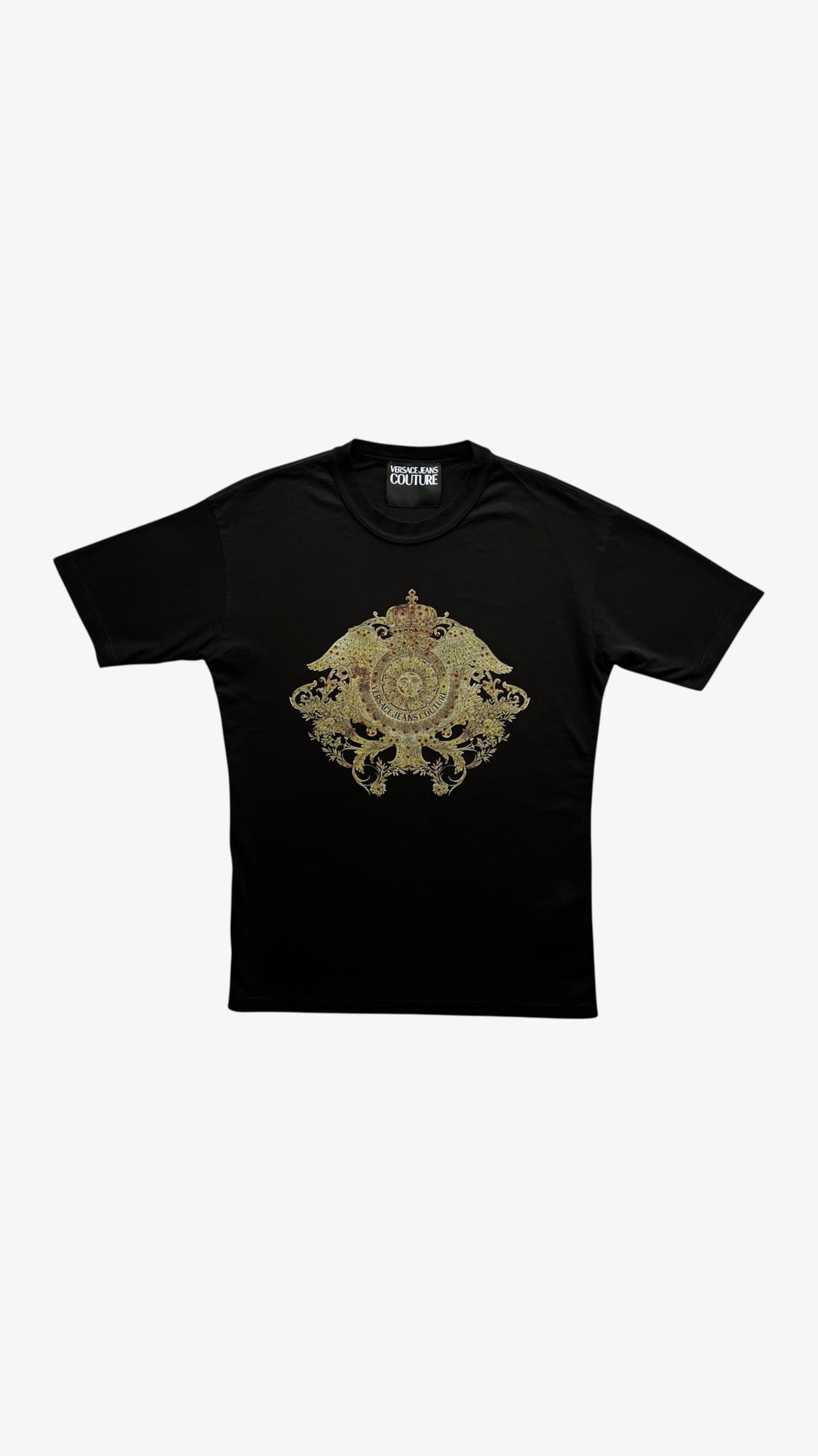 Versace Versace Jeans Couture Rhinestone Baroque Sun Face T-Shirt Size US S / EU 44-46 / 1 - 1 Thumbnail