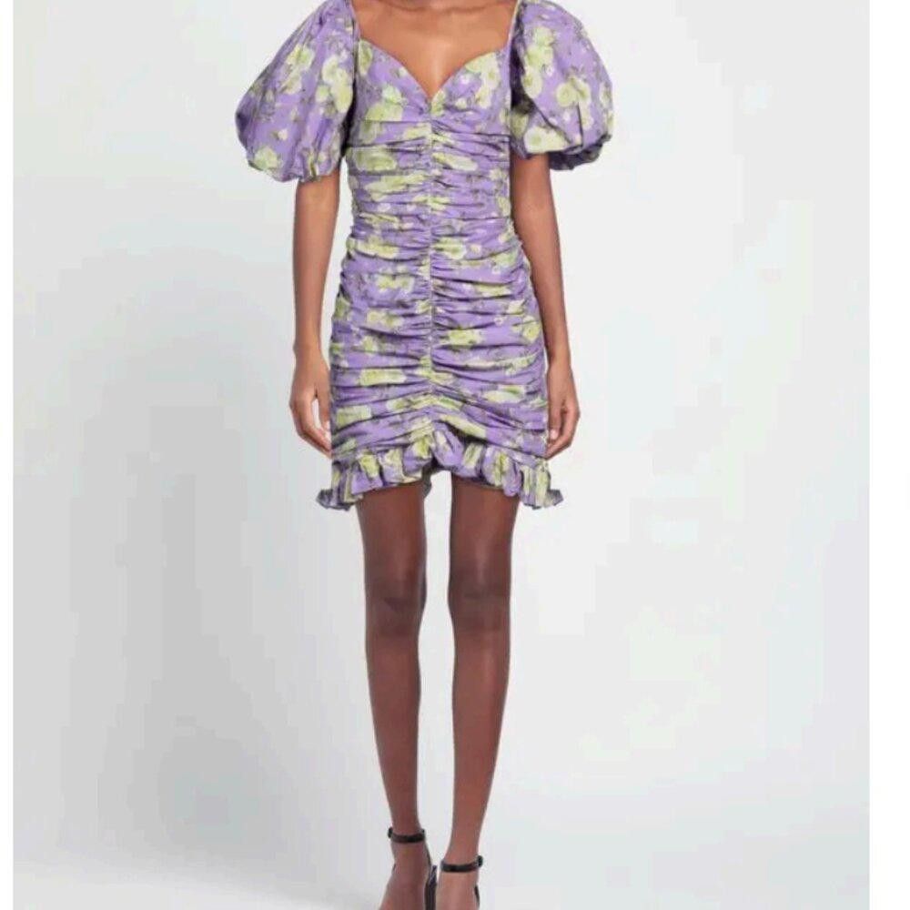 Designer Giuseppe Di Morabito Floral Print Puff Sleeve Mini Dress Size S / US 4 / IT 40 - 5 Thumbnail
