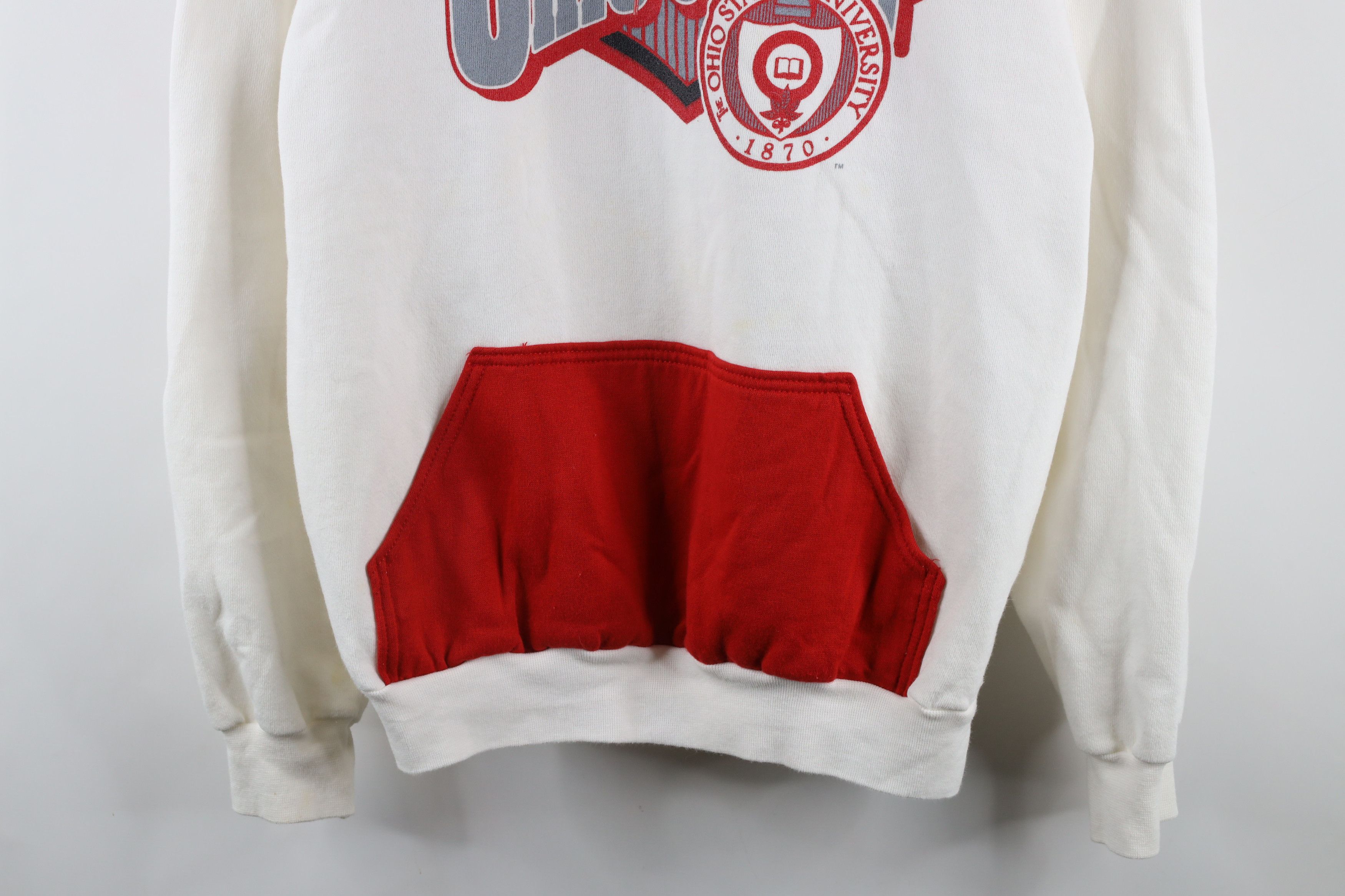 Vintage Vintage 90s State University Hoodie Sweatshirt White USA Size US L / EU 52-54 / 3 - 3 Thumbnail