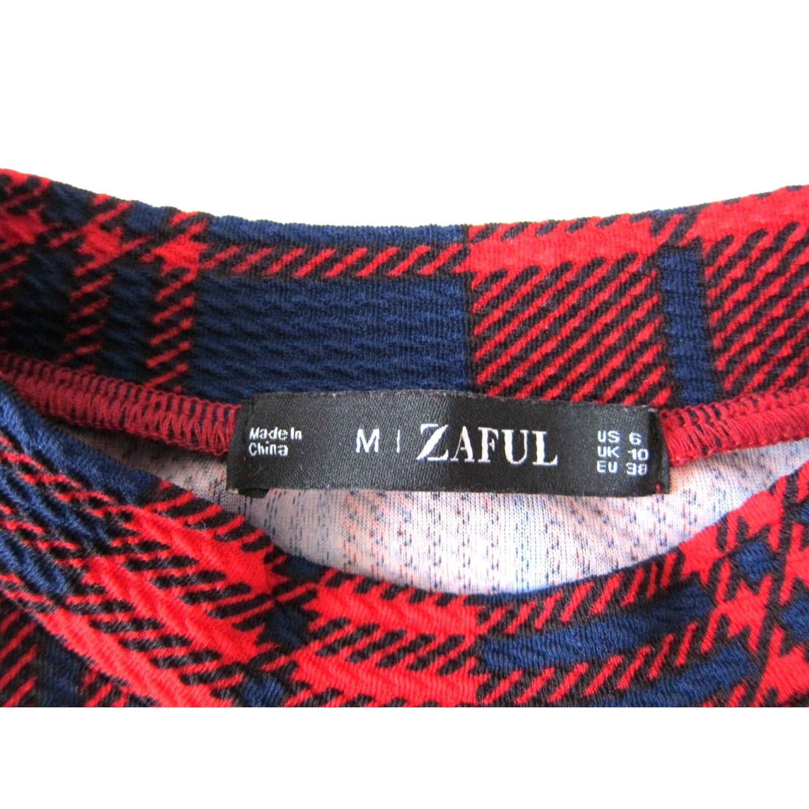 ZAFUL Zaful Blue Red Plaid Stretch Plaid Mock Neck Bodycon Pencil Dress Size 6 Size M / US 6-8 / IT 42-44 - 4 Thumbnail