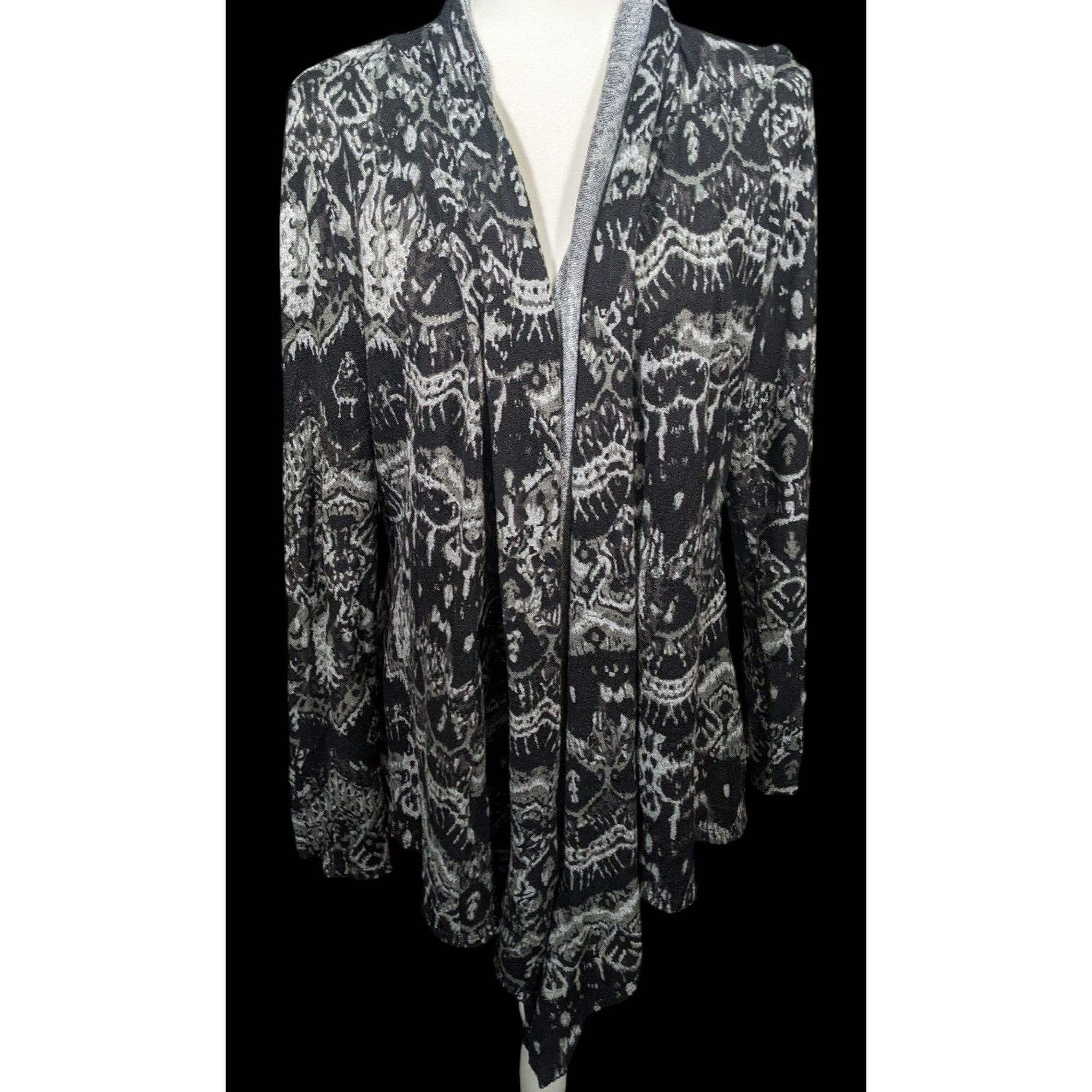 Other Dressbarn Black And Grey Abstract Print Cardigan Size L / US 10 / IT 46 - 1 Thumbnail