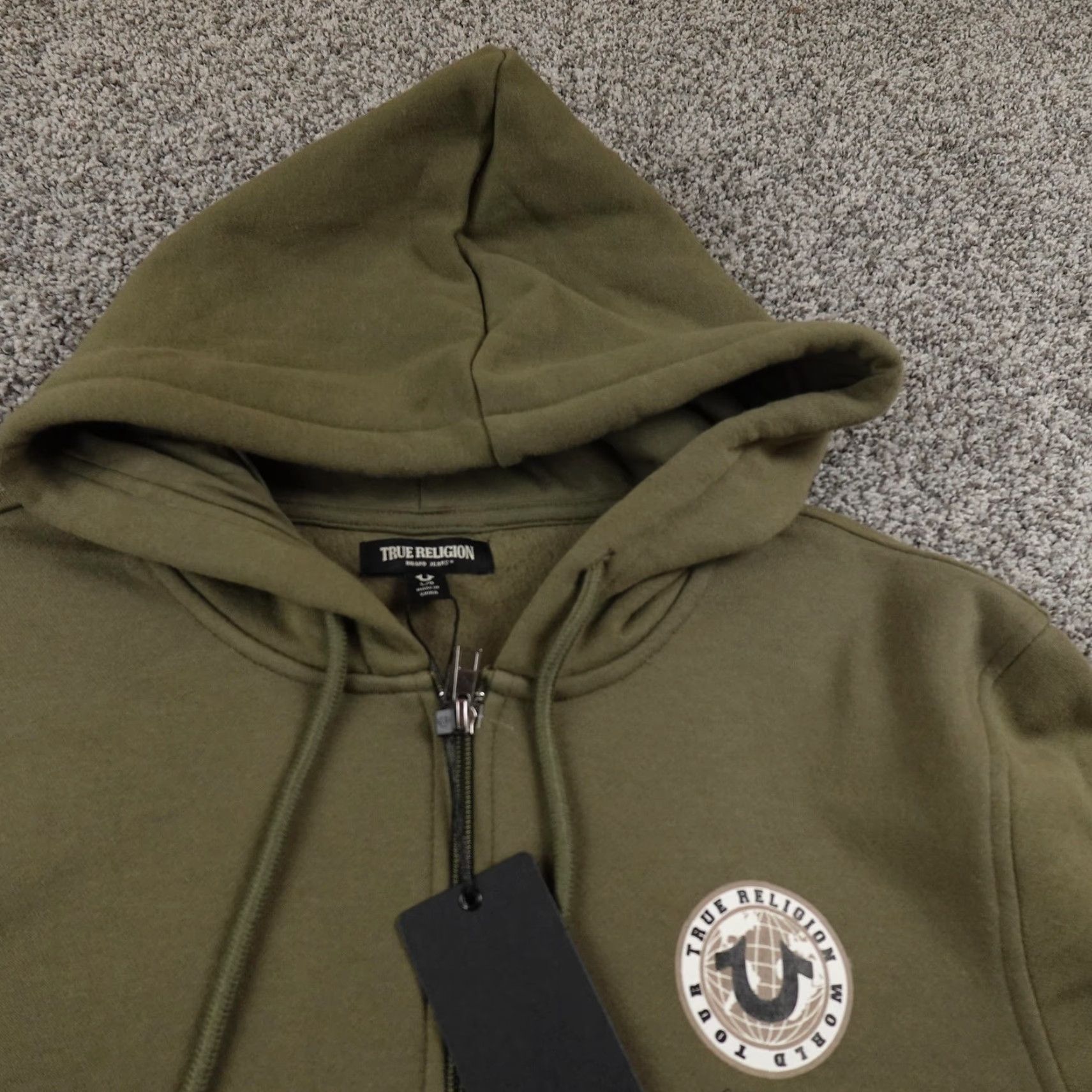 True Religion TRUE RELIGION Hoodie Mens L Green Buddha Graphic Full Zip Sweatshirt Jacket Size US L / EU 52-54 / 3 - 3 Thumbnail