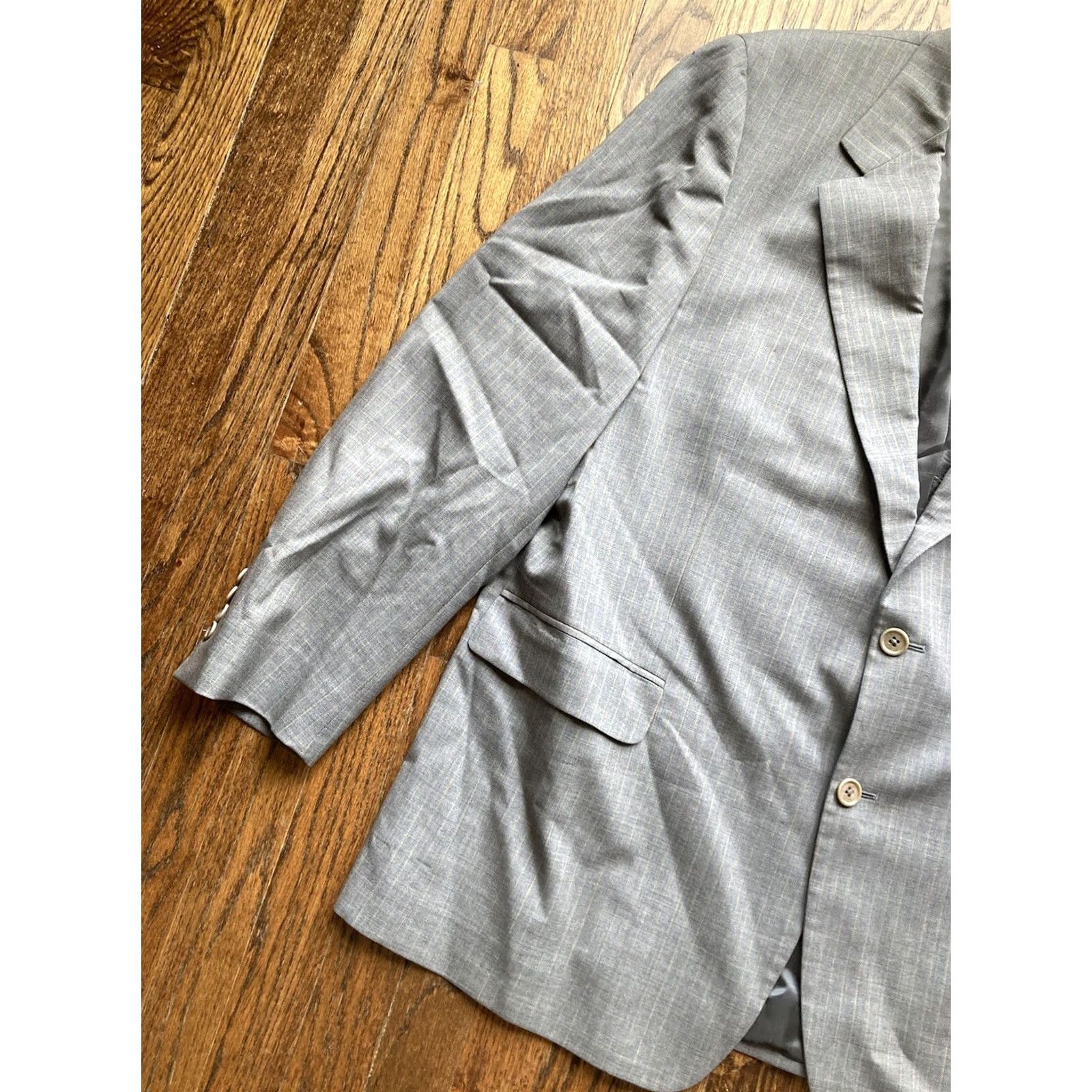 Brooks Brothers Brooks Brothers Blazer Mens Size 46R 100% Wool Gray Striped Jacket Size 46R - 2 Thumbnail