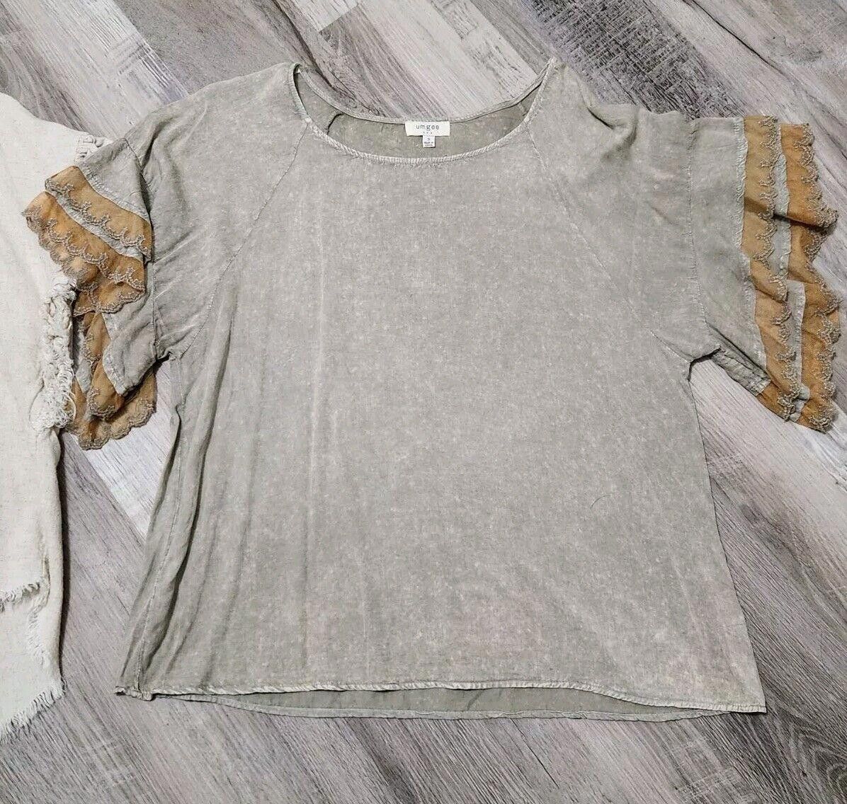 Designer Umgee Tops Lot Small Boho Hippie Linen Blend Shirts Size S / US 4 / IT 40 - 5 Thumbnail