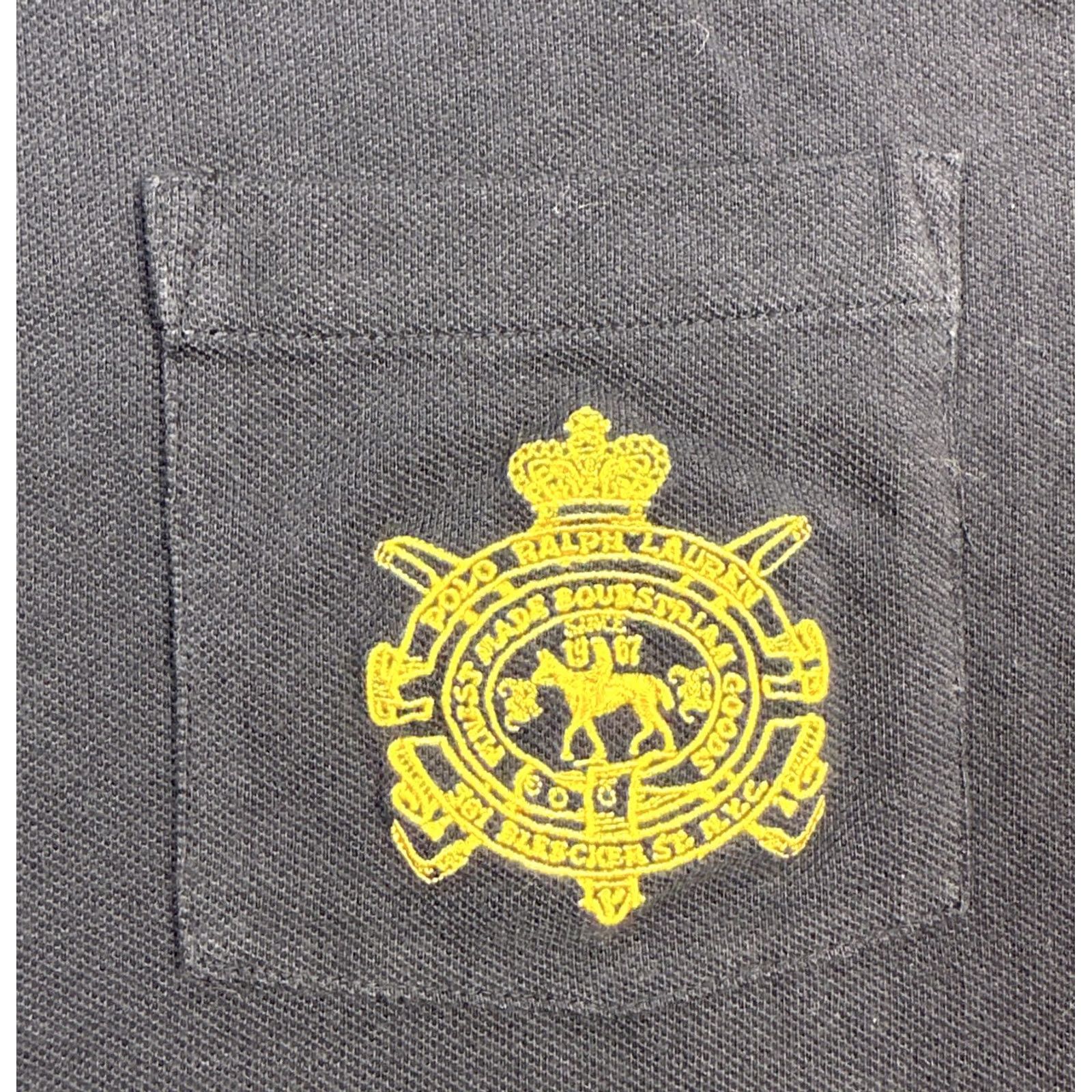 Polo Ralph Lauren VINTAGE Polo Ralph Lauren Shirt (Polo Ralph Lauren) Button-Up Long Sleeve Blue with Equestrian Logo Crest Pocket Mens XL (1/4 Button Polo) Size US XL / EU 56 / 4 - 6 Thumbnail