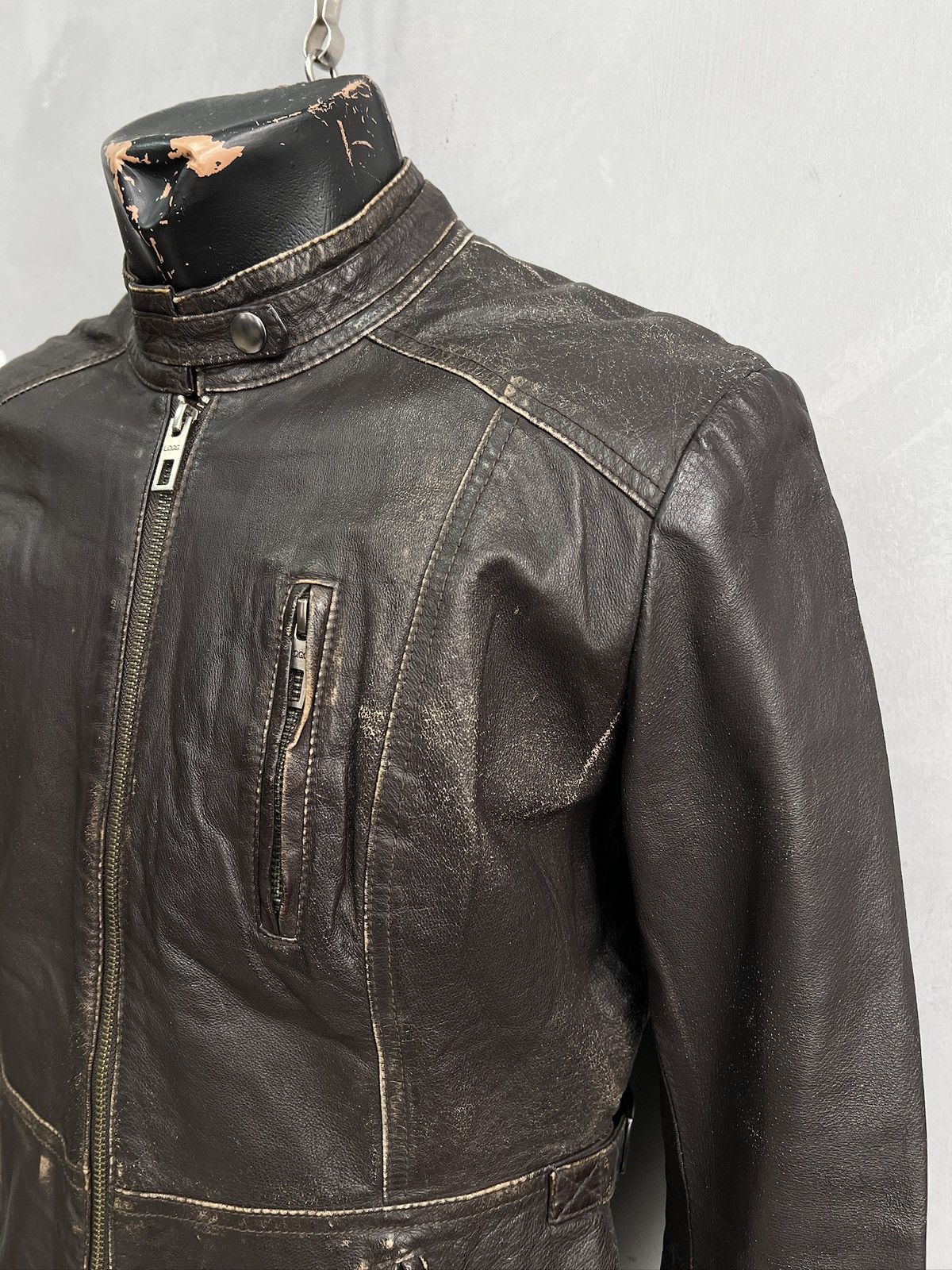 14th Addiction Brown washed distressed racing jacket Marlboro style y2k Size US M / EU 48-50 / 2 - 3 Thumbnail