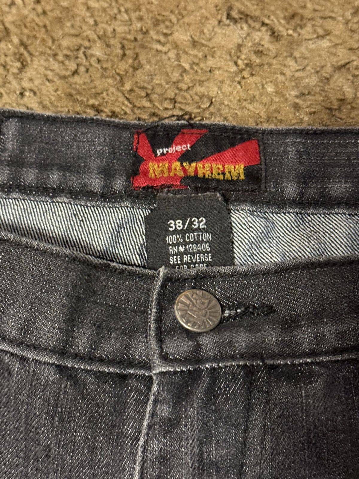 Vintage Y2K Project Mayhem Baggy Embroidered Pleated Jeans 38 X 32 Size US 38 / EU 54 - 5 Thumbnail