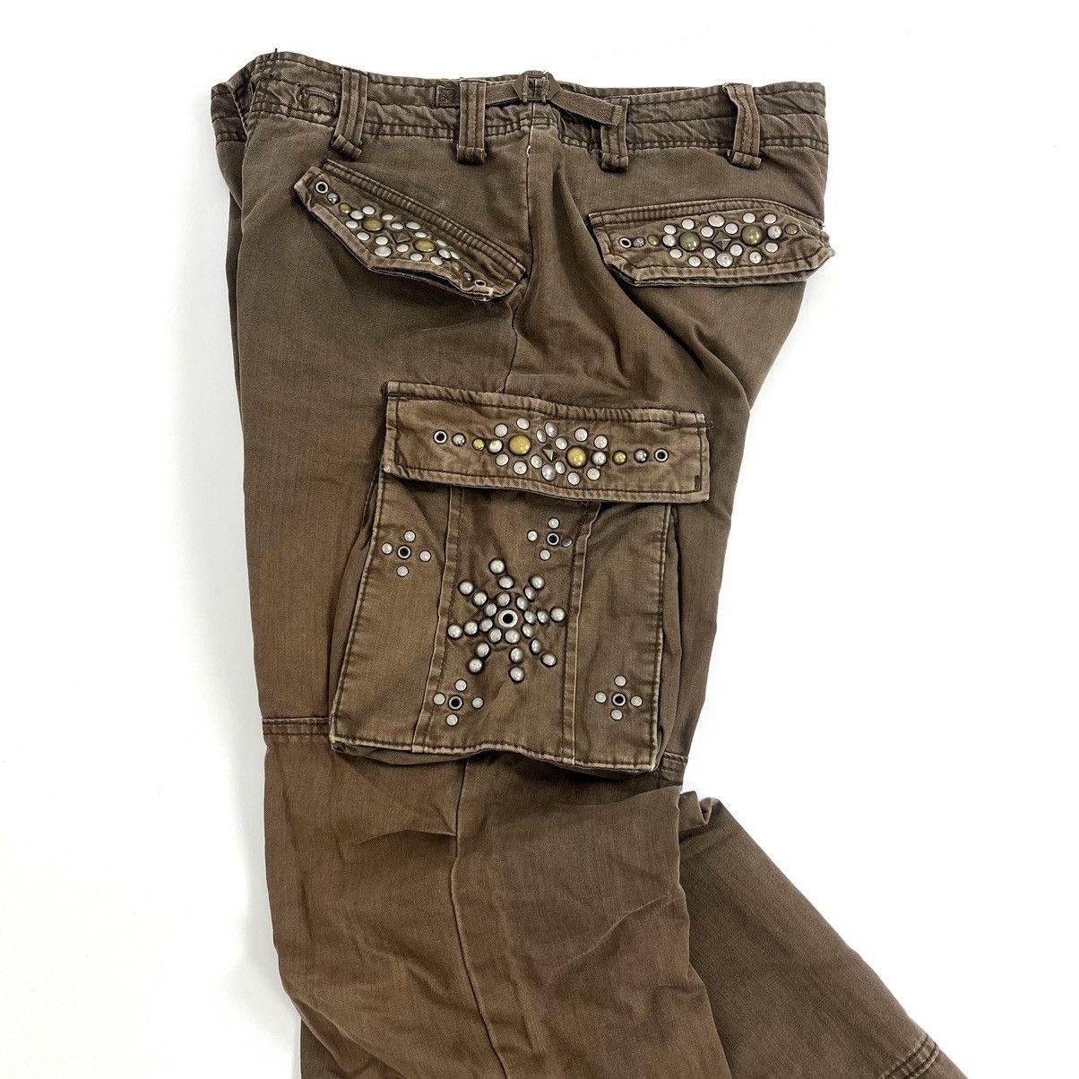 If Six Was Nine 2000s Crazy Bondage Studded Cargo Pants Lgb Goa Punks Style Size US 33 - 4 Thumbnail